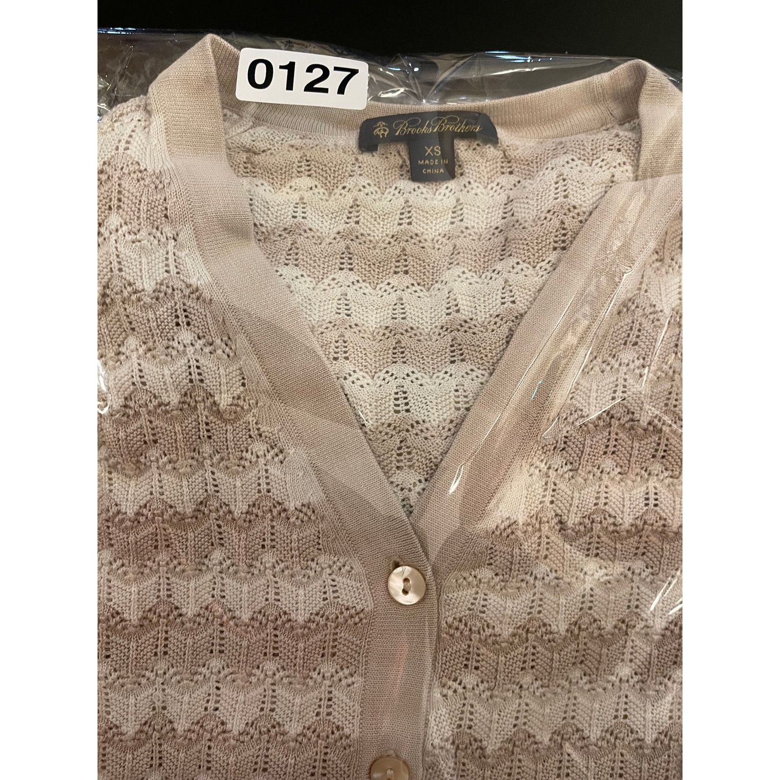 Brooks Brothers Brooks Brothers XS Textured Knit Cardigan Beige Cotton Size XS / US 0-2 / IT 36-38 - 10 Thumbnail