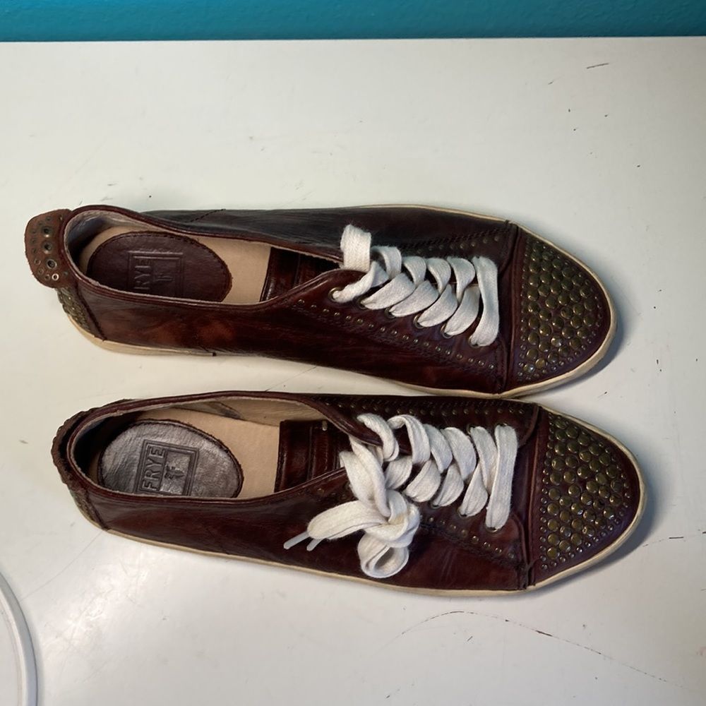 Frye Frye Kira Studded Low Sneaker Brown Leather 7 Size US 7 / IT 37 - 7 Thumbnail