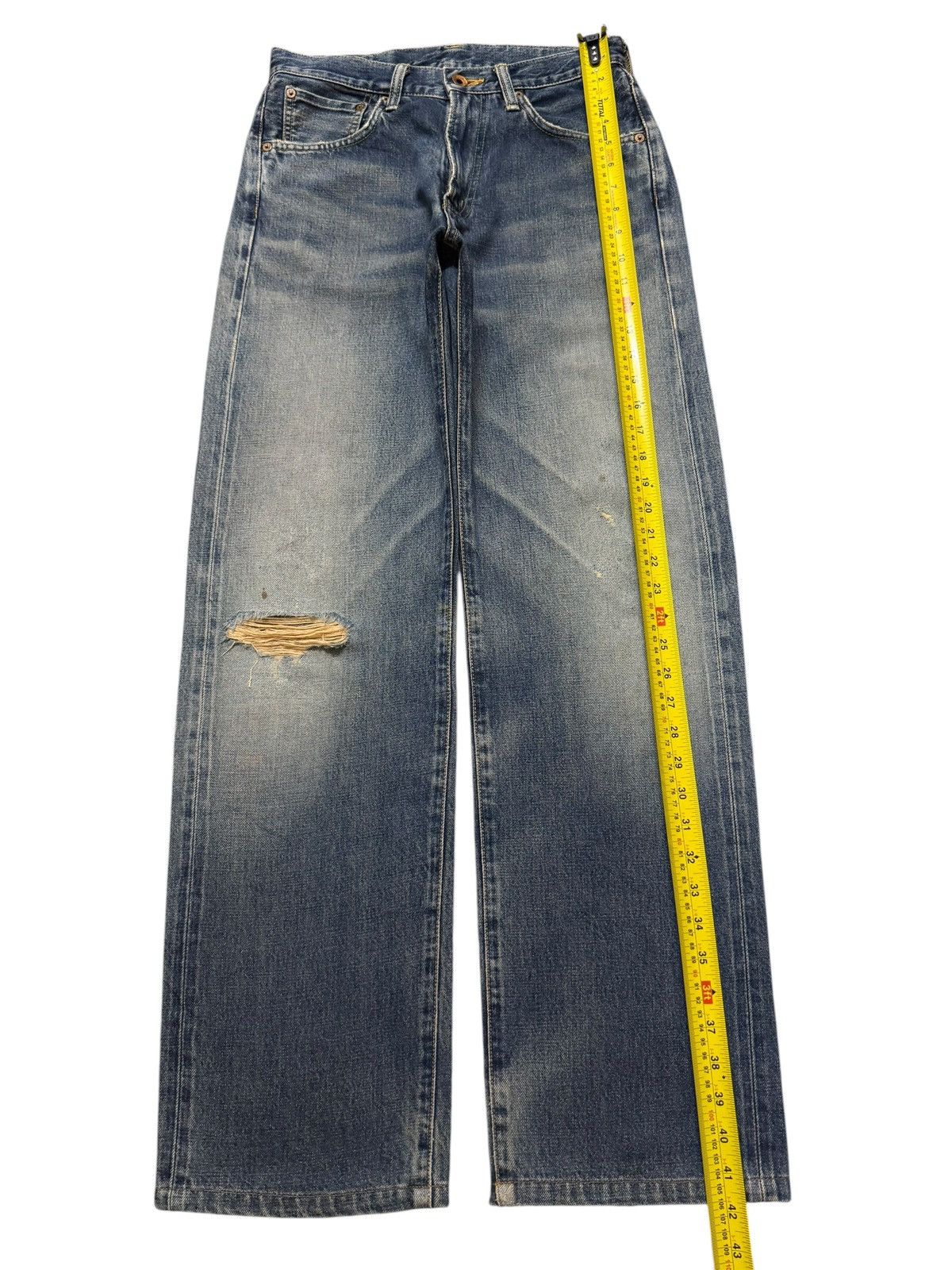 Edwin Vintage 90s Edwin 505 Selvedge Faded Distress Wide Leg Baggy Size US 28 / EU 44 - 12 Thumbnail