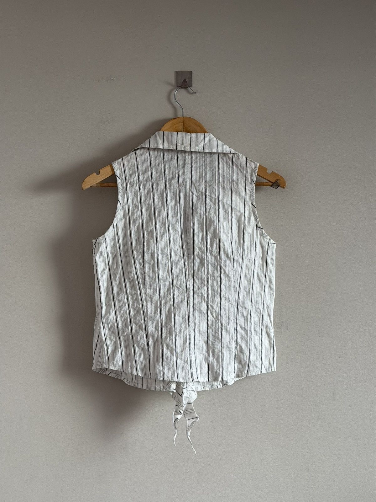 Vintage Japanese Zip Ruffle Blouse Sleeveless Striped Size S / US 4 / IT 40 - 5 Thumbnail