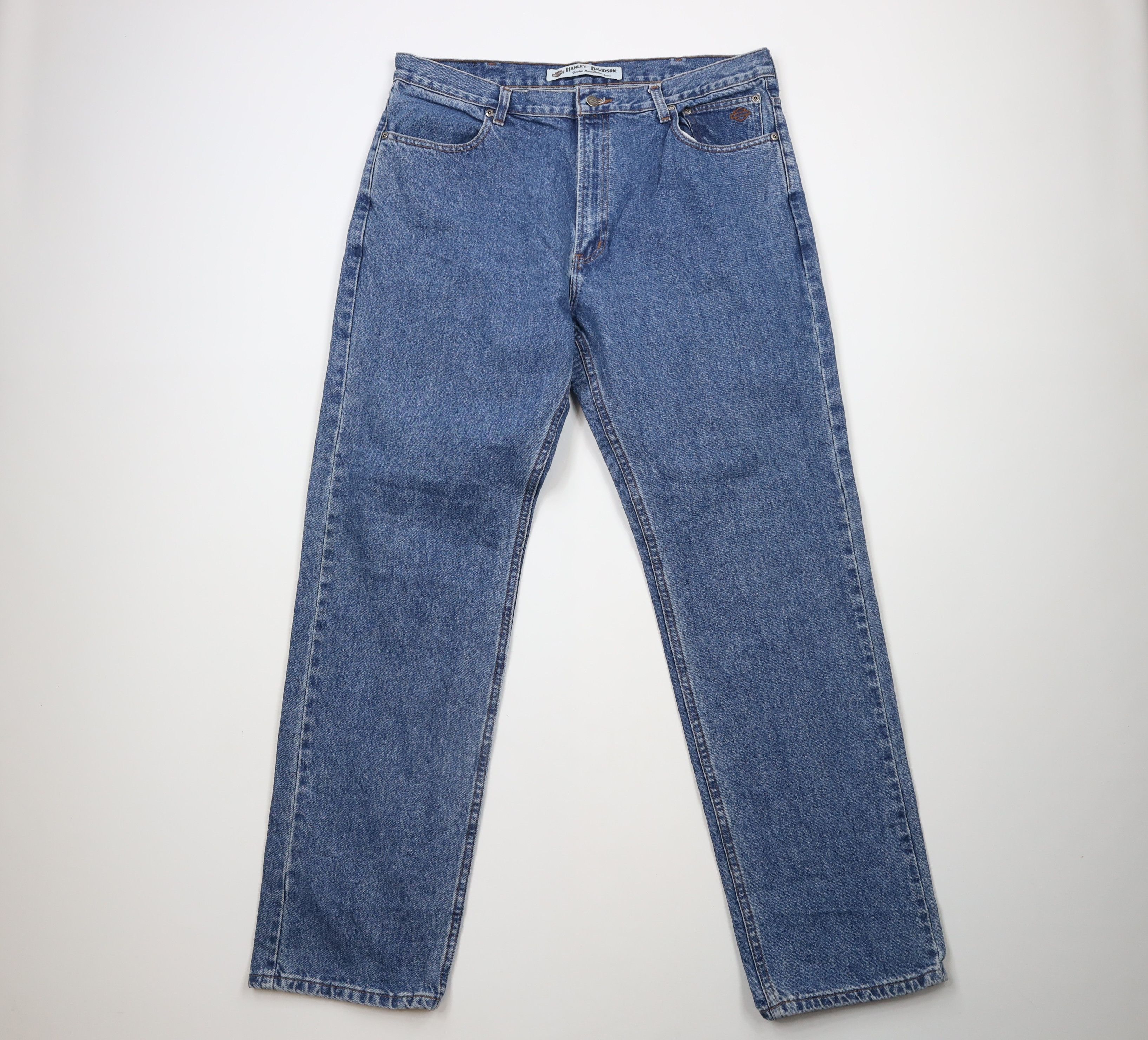 Harley Davidson × Vintage Vintage Harley Davidson Spell Out Bootcut Denim Jeans Blue Size US 38 / EU 54 - 1 Thumbnail