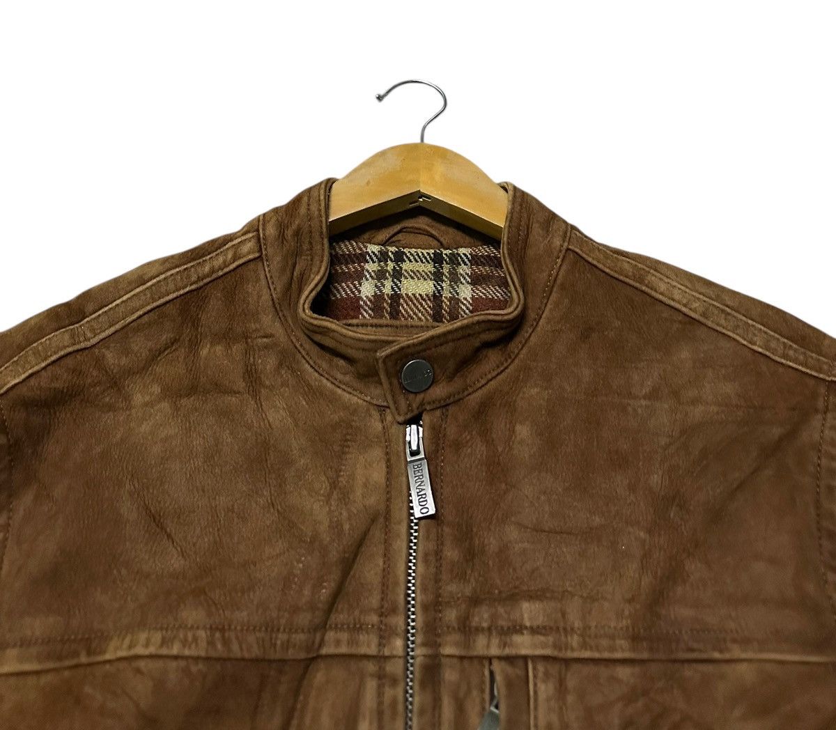 Leather Bernardo lamb leather motorcycle jacket in brown. Size US M / EU 48-50 / 2 - 3 Thumbnail