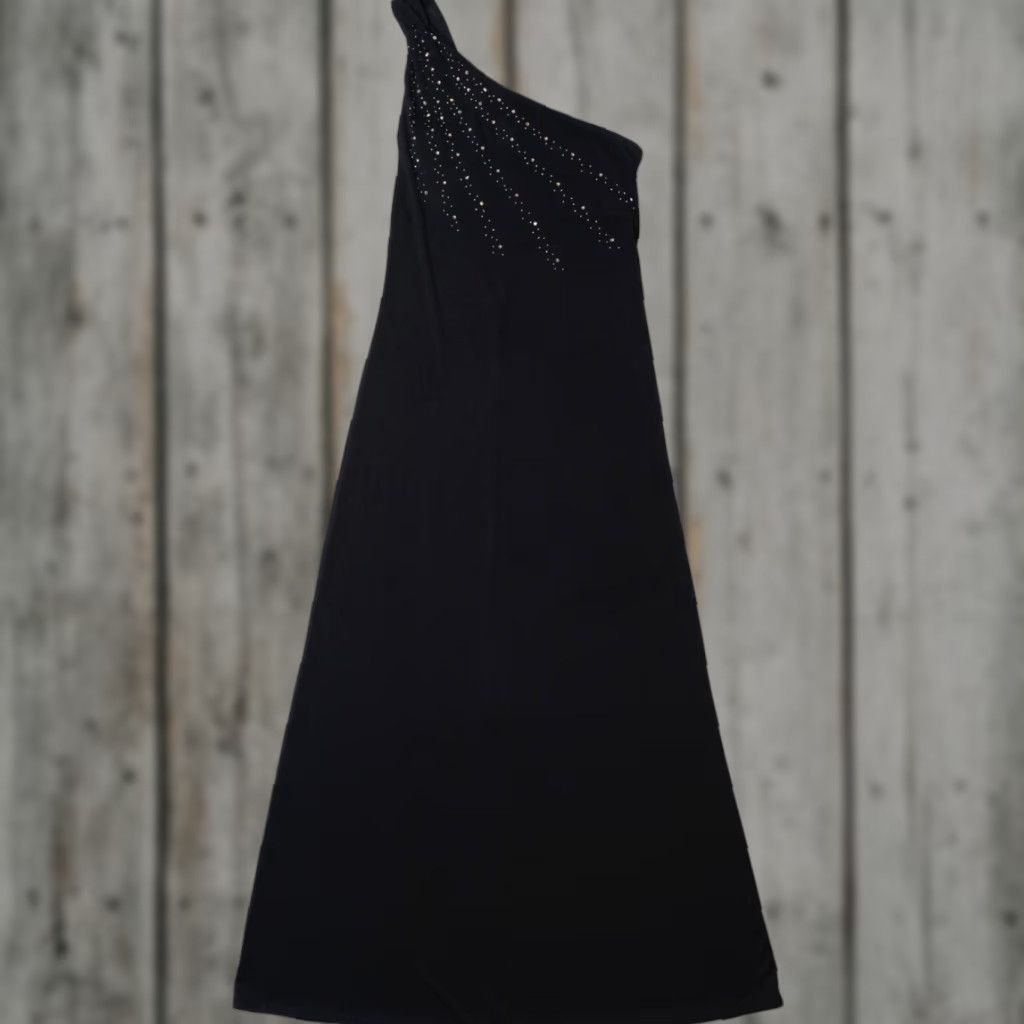 Vintage VINTAGE City Triangles One Shoulder Maxi Dress Bedazzled Black Medium Dress Size M / US 6-8 / IT 42-44 - 1 Thumbnail