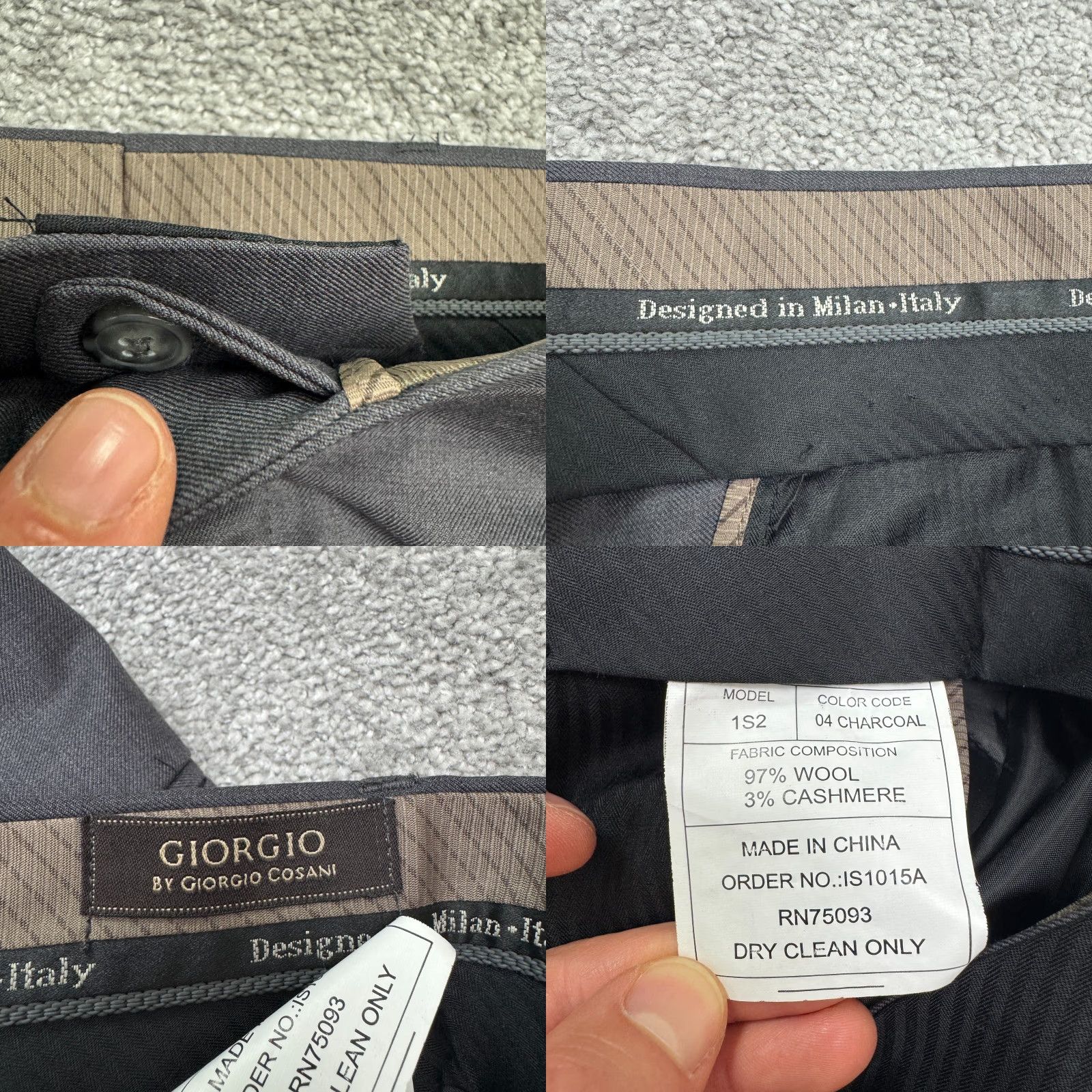 Vintage Giorgio Cosani Wool Cashmere Dress Pants Mens 48x35 Charcoal Straight Pleated Dress Pants Mens 48 Big & Tall Slim Size US 32 / EU 48 - 8 Thumbnail