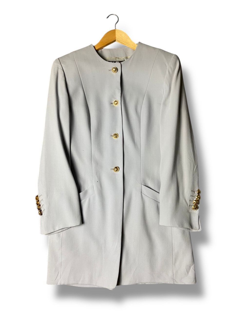 Salvatore Ferragamo Salvatore Ferragamo Dusty Blue Buttoned Coat (141) Size XXS / US 00 / IT 34 - 1 Thumbnail
