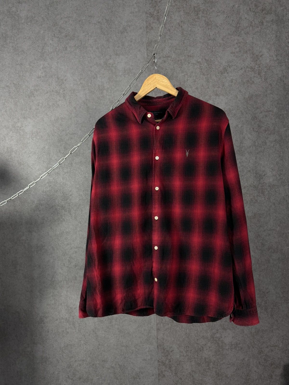 Allsaints Allsaints luxury designer flannel logo relaxed shirt Size US L / EU 52-54 / 3 - 1 Thumbnail
