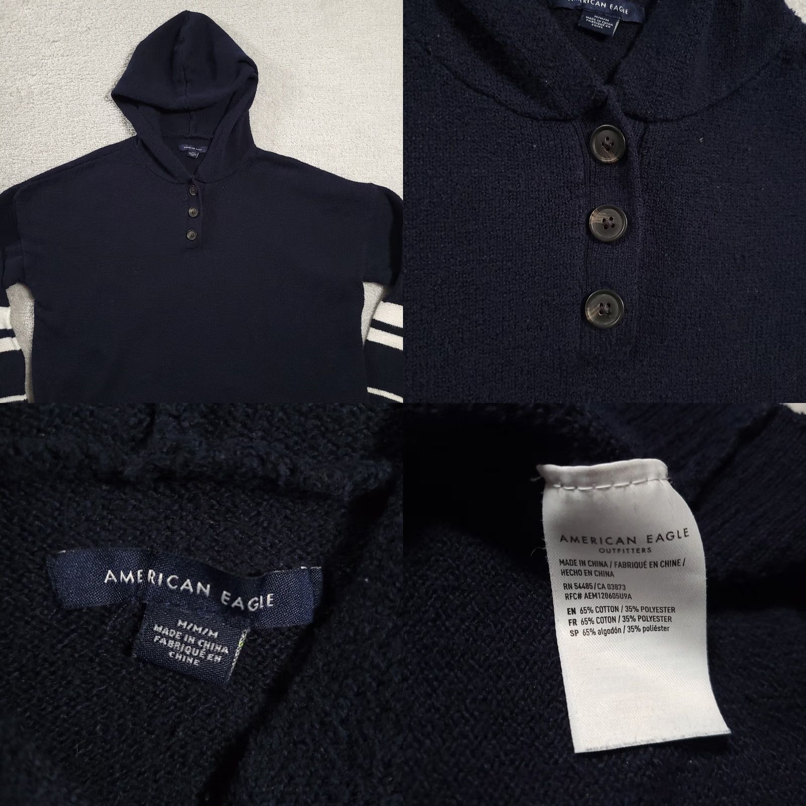 American Eagle Outfitters VINTAGE American Eagle Outfitters Sweatshirt Oversized Hooded Womens Medium Blue Henley Buttons 2000s? Size M / US 6-8 / IT 42-44 - 8 Thumbnail