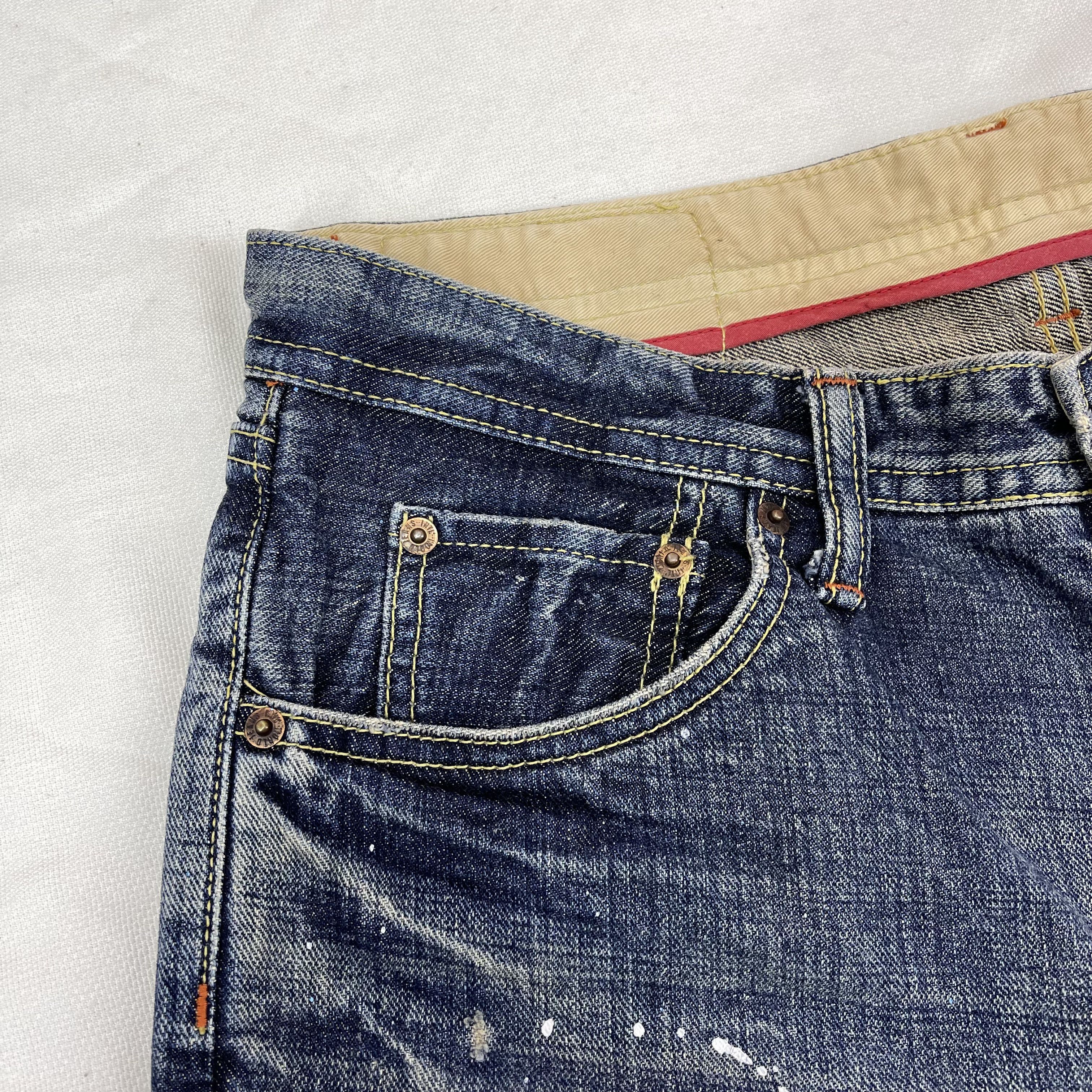 Japanese Brand GL HEART Paint Art Design Denim Jeans #1223/AQ Size US 33 - 3 Thumbnail