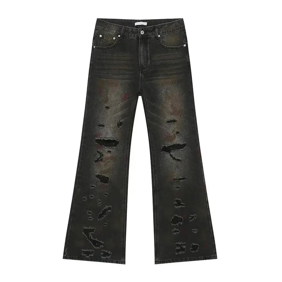 Japanese Brand Retro loose casual ripped graffiti jeans Size US 32 / EU 48 - 5 Thumbnail
