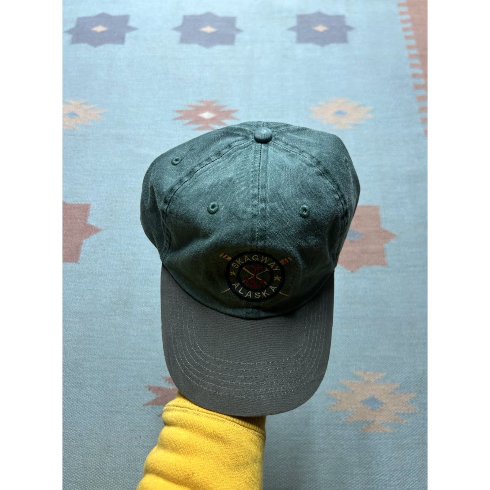Vintage VINTAGE strapback hat cap Skagway Alaska embroidered green anchor adjustable Size ONE SIZE - 3 Thumbnail