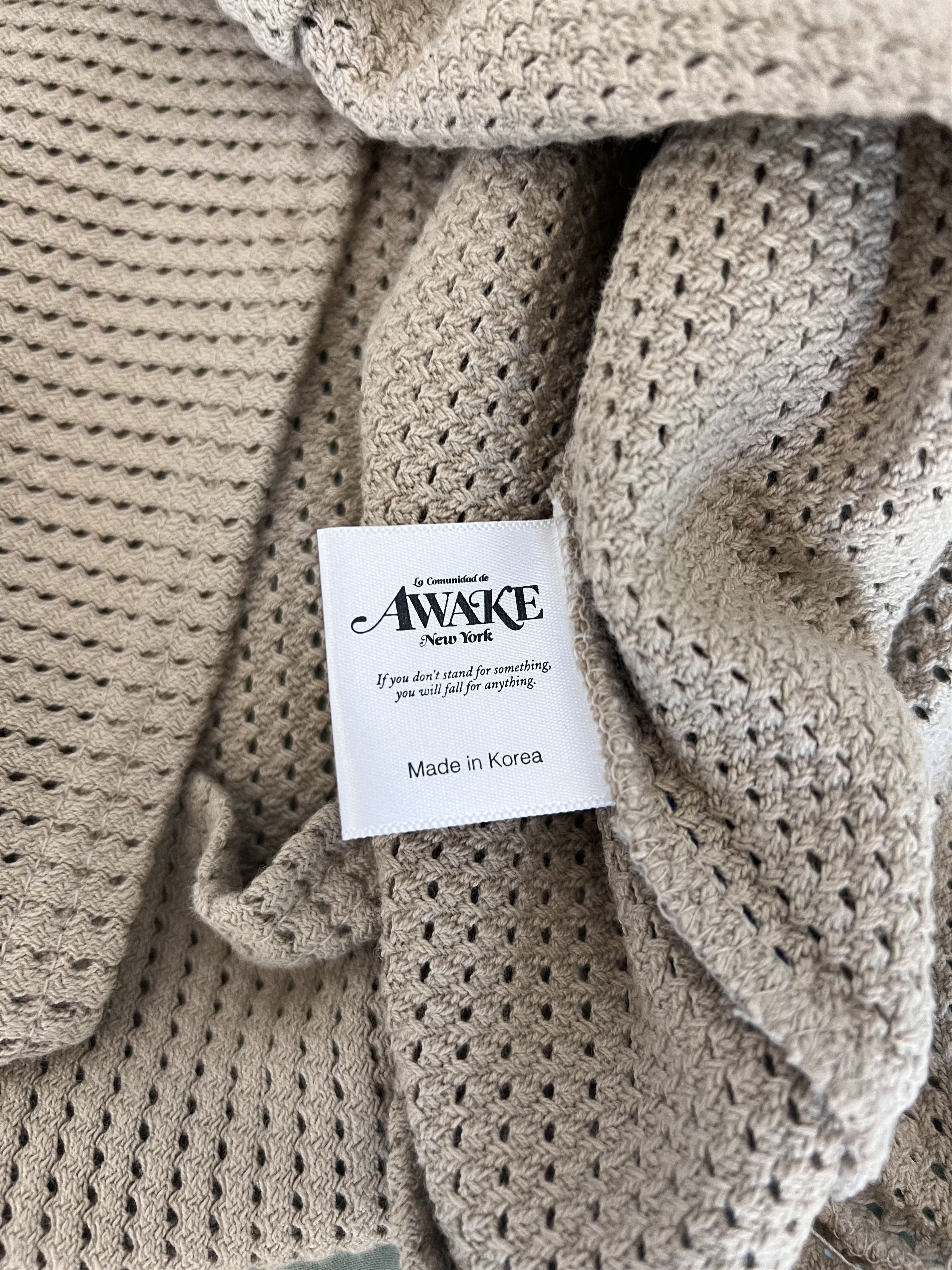 Awake NY Awake NY Open Knit Embroidered Polo in Cream Size US L / EU 52-54 / 3 - 7 Thumbnail
