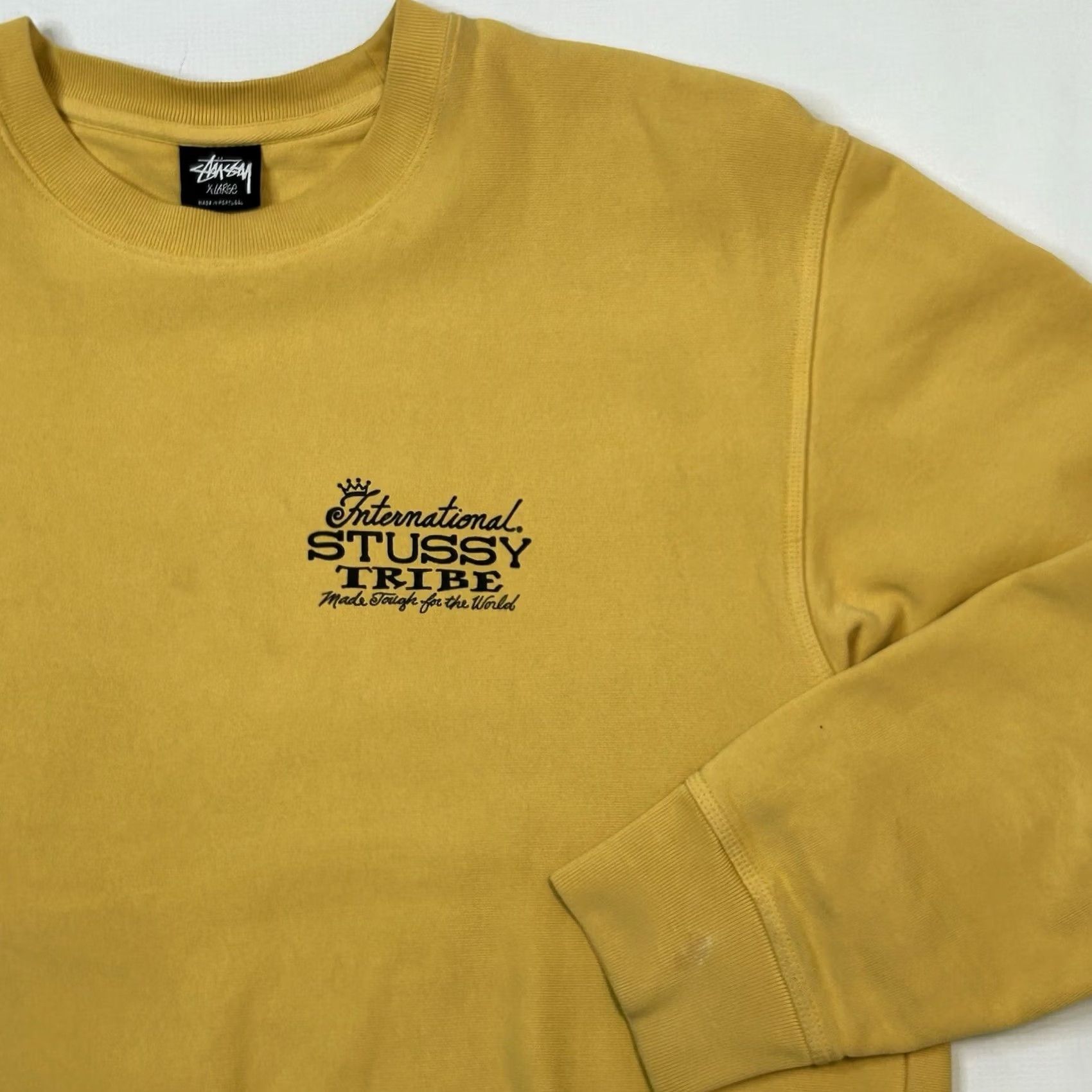 Vintage VINTAGE Stussy Sweatshirt Crew Neck Mens XL Yellow Size US XL / EU 56 / 4 - 3 Thumbnail