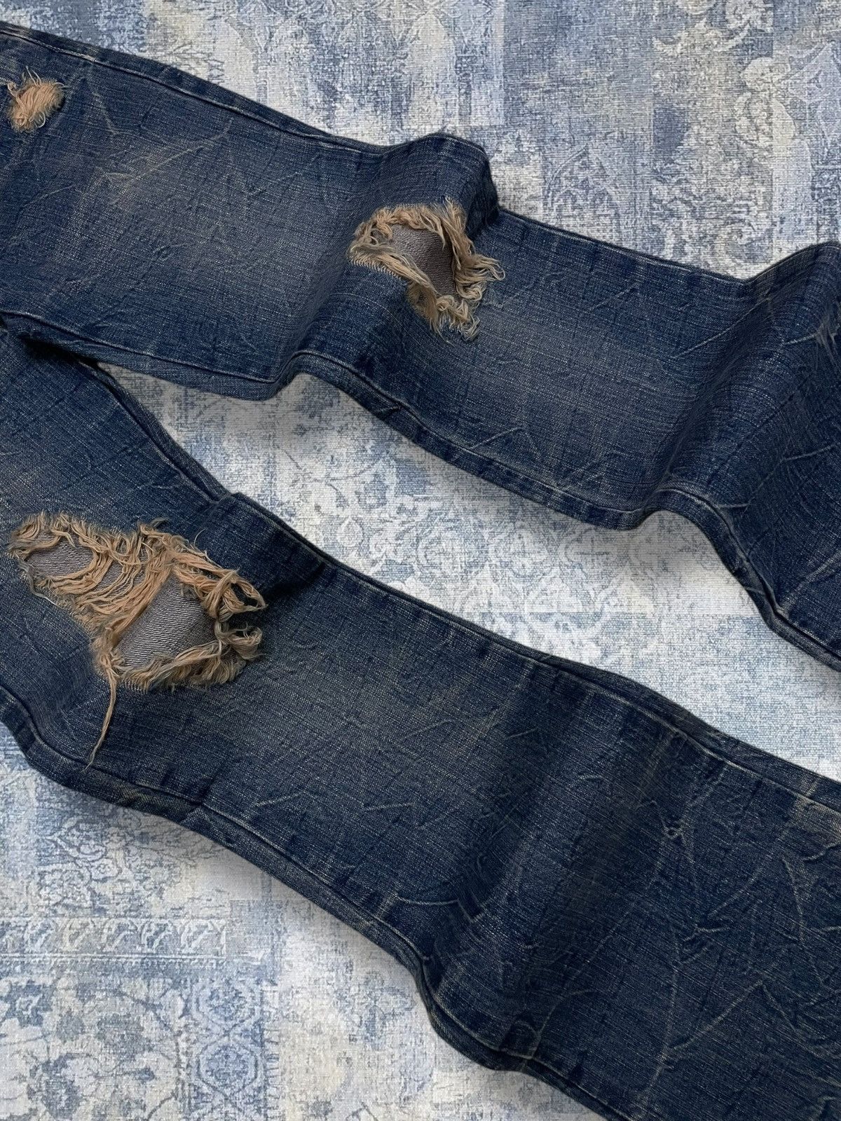 Tornado Mart Vintage 1990s Og Designer Nylaus Japan Flared Mudwash Denim Size US 26 / EU 42 - 6 Thumbnail