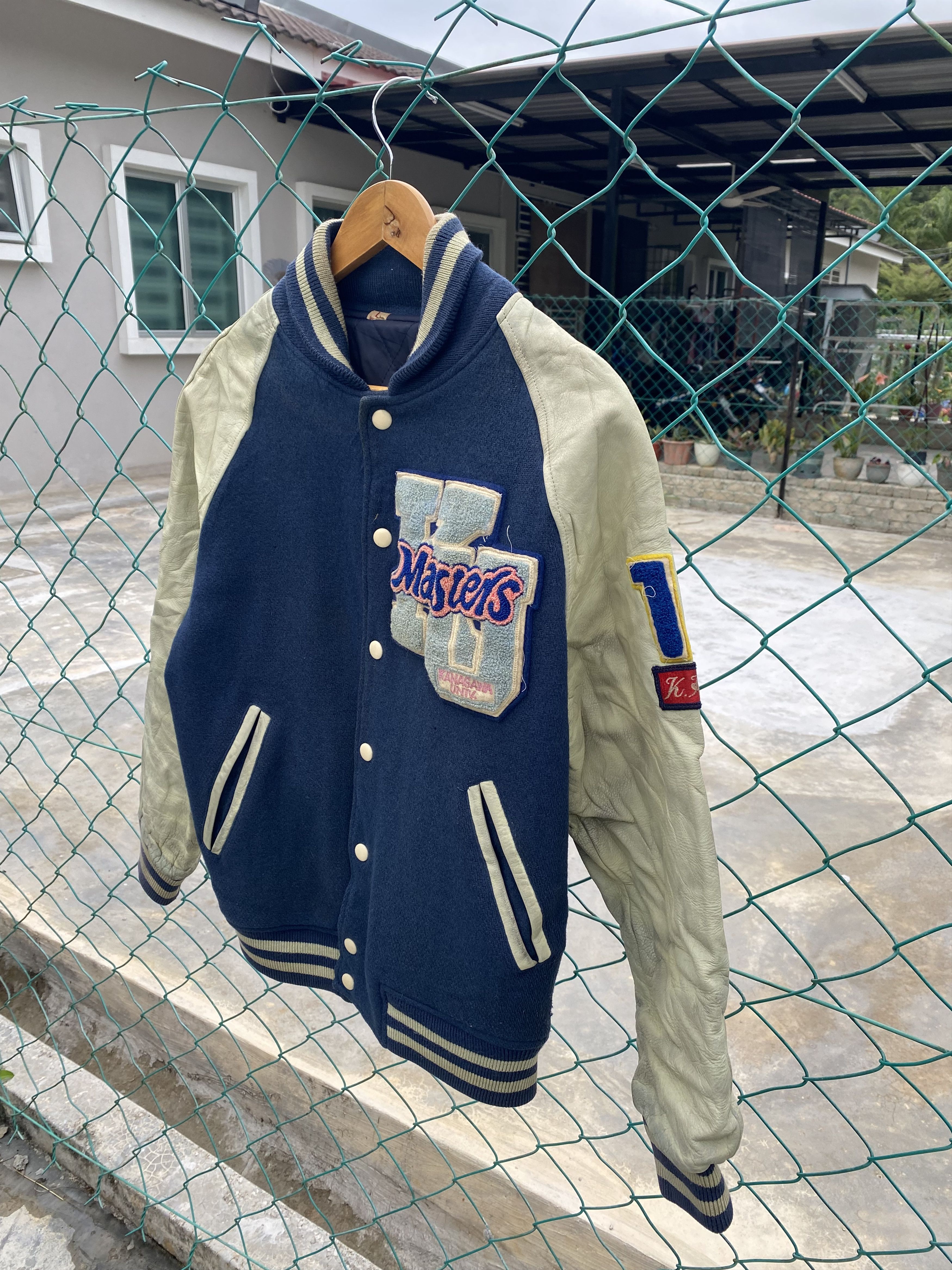 Japanese Brand Distressed Kanagawa University sleeve leather varsity Size US L / EU 52-54 / 3 - 9 Thumbnail