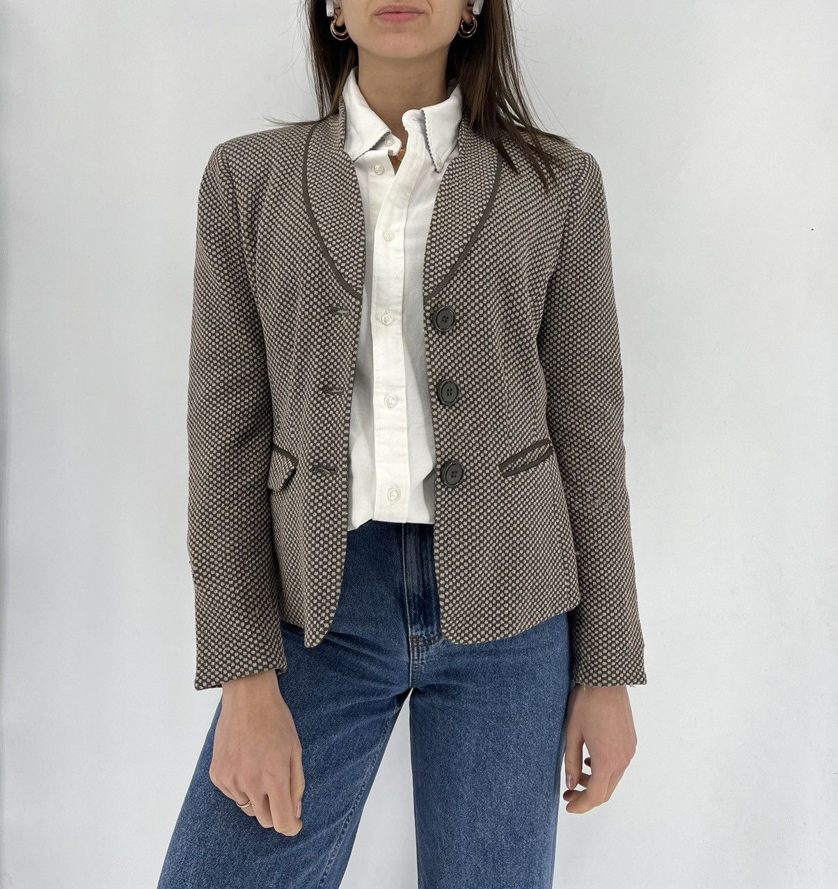 Armani × Armani Collezioni × Armani Exchange Armani Collezioni Light Gren-Brown Blazer Jacket Made Italy Size M / US 6-8 / IT 42-44 - 3 Thumbnail