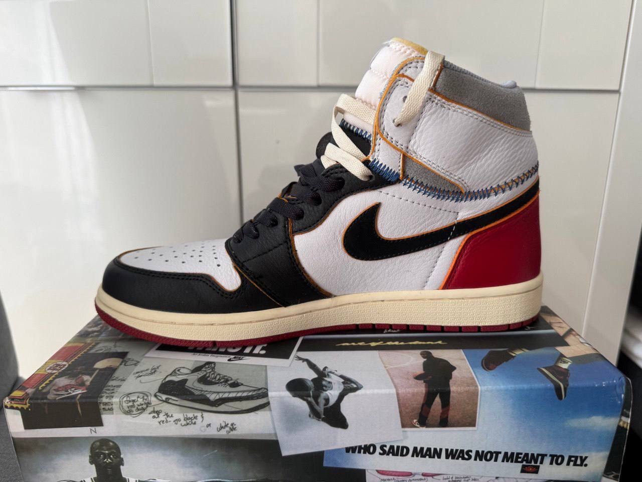 Nike UNION LA X JORDAN 1 RETRO HIGH NRG 'BLACK TOE' Size US 9 / EU 42 - 4 Thumbnail