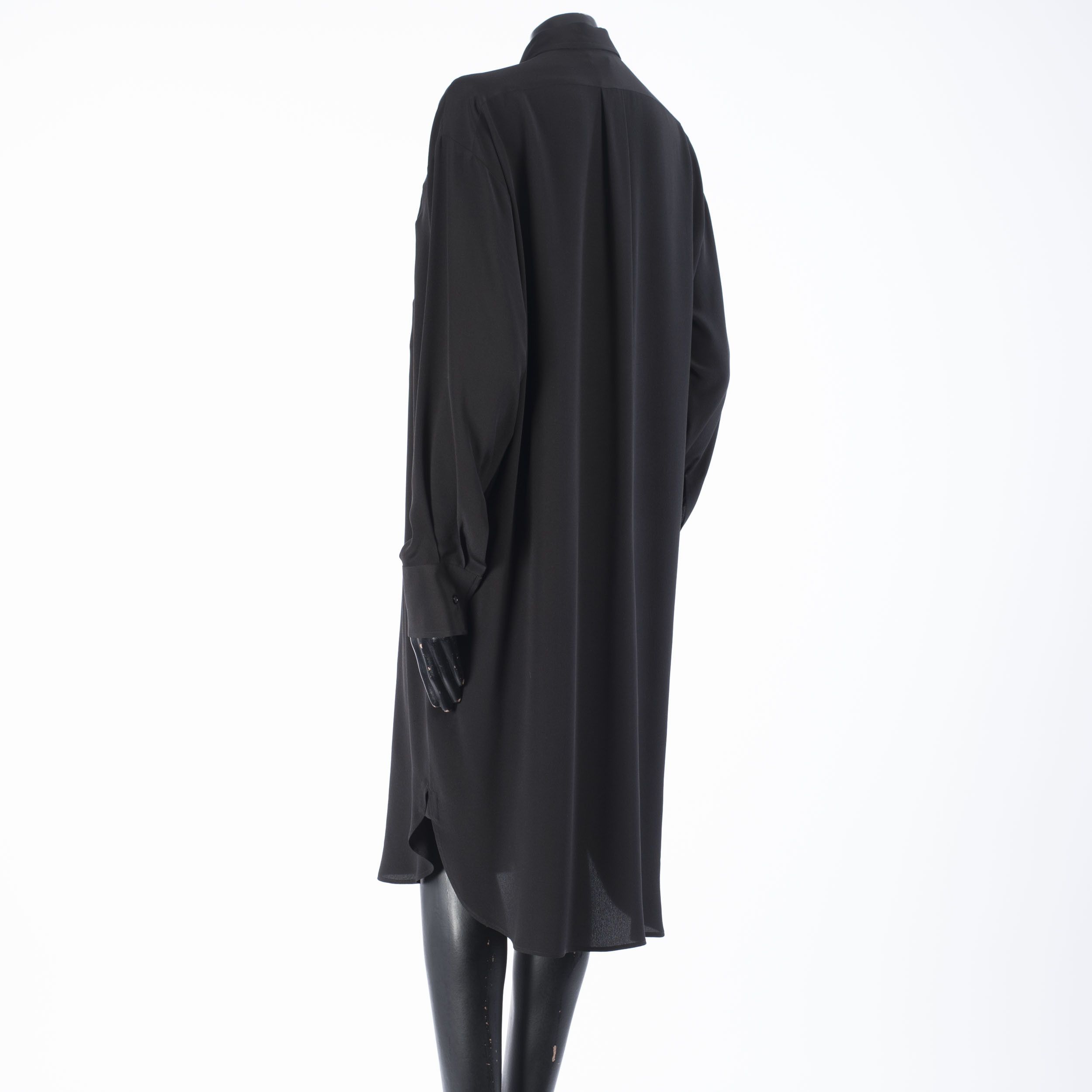 Bottega Veneta Black Quilted Silk Crepe De Chine Shirt Dress Size S / US 4 / IT 40 - 4 Thumbnail