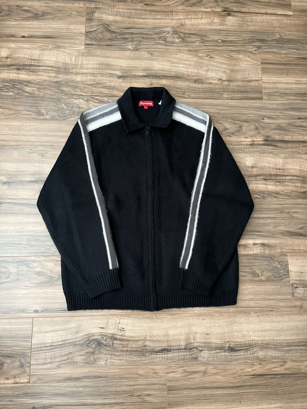 Supreme Supreme Sleeve Stripe Zip Up Sweater | Grailed