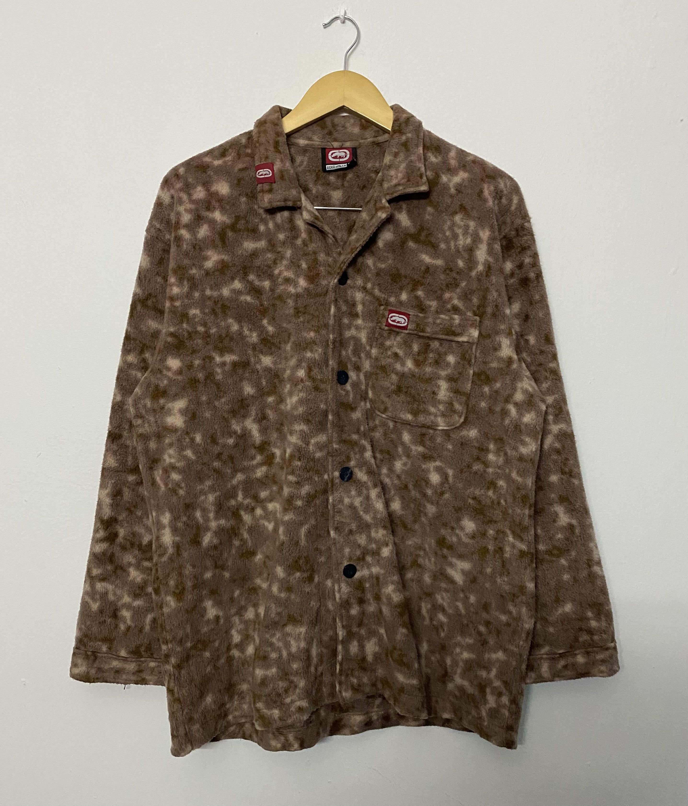 Ecko Unltd. Vintage Ecko Unltd. Fleece Button Up Shirt Camo Print Size US L / EU 52-54 / 3 - 1 Thumbnail