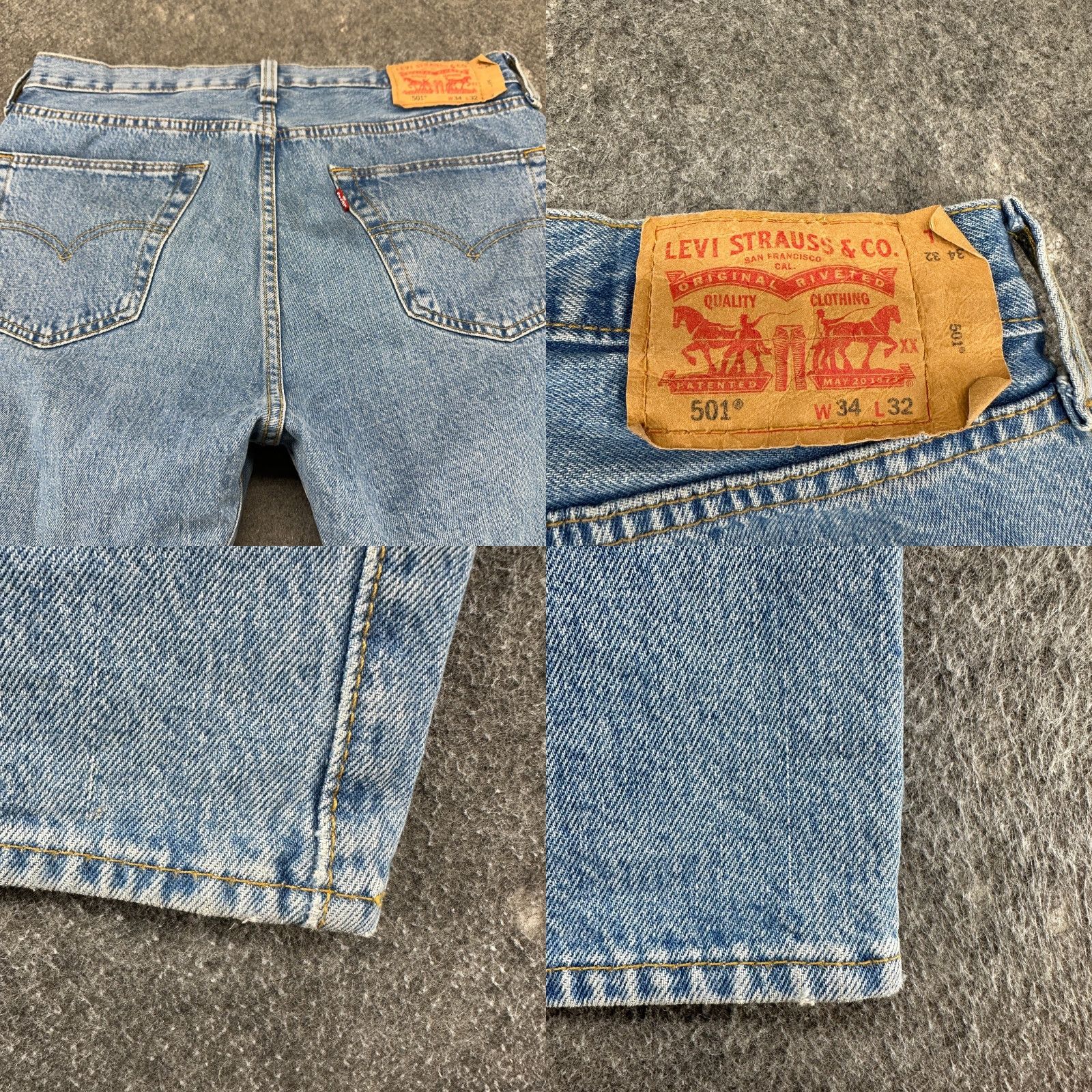 Levi's Levi's 501 Jeans Mens 34x32 Straight Regular Light Blue Distressed Denim Cotton Button 5-Pocket Retro Vintage Model Levi's 501 Series Mens Jeans Size US 34 / EU 50 - 8 Thumbnail