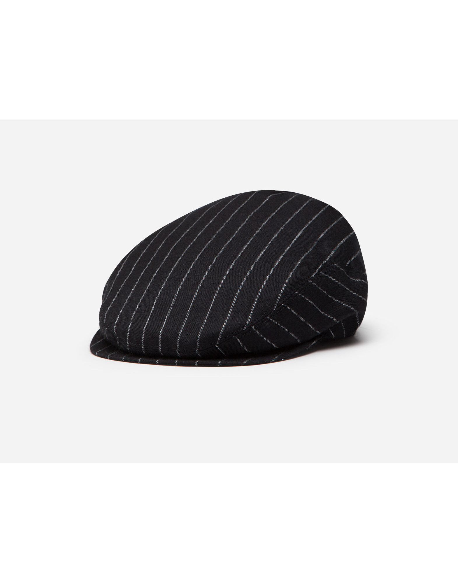 Dolce & Gabbana DOLCE & GABBANA black striped flannel wool flat cap hat Size ONE SIZE - 1 Thumbnail