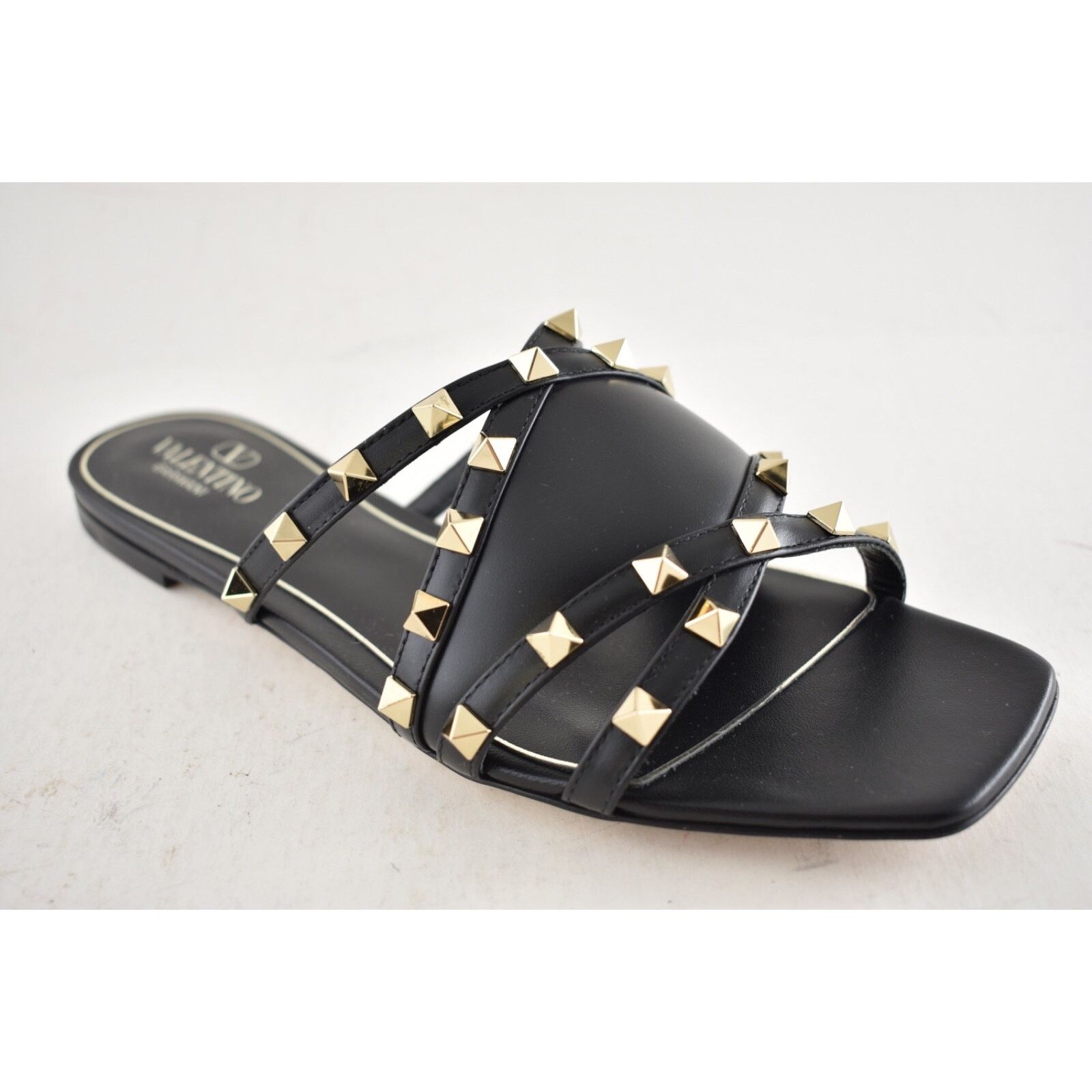 Valentino Valentino Rockstud Crisscross Strap Leather Black Slip On Size US 10 / IT 40 - 4 Thumbnail