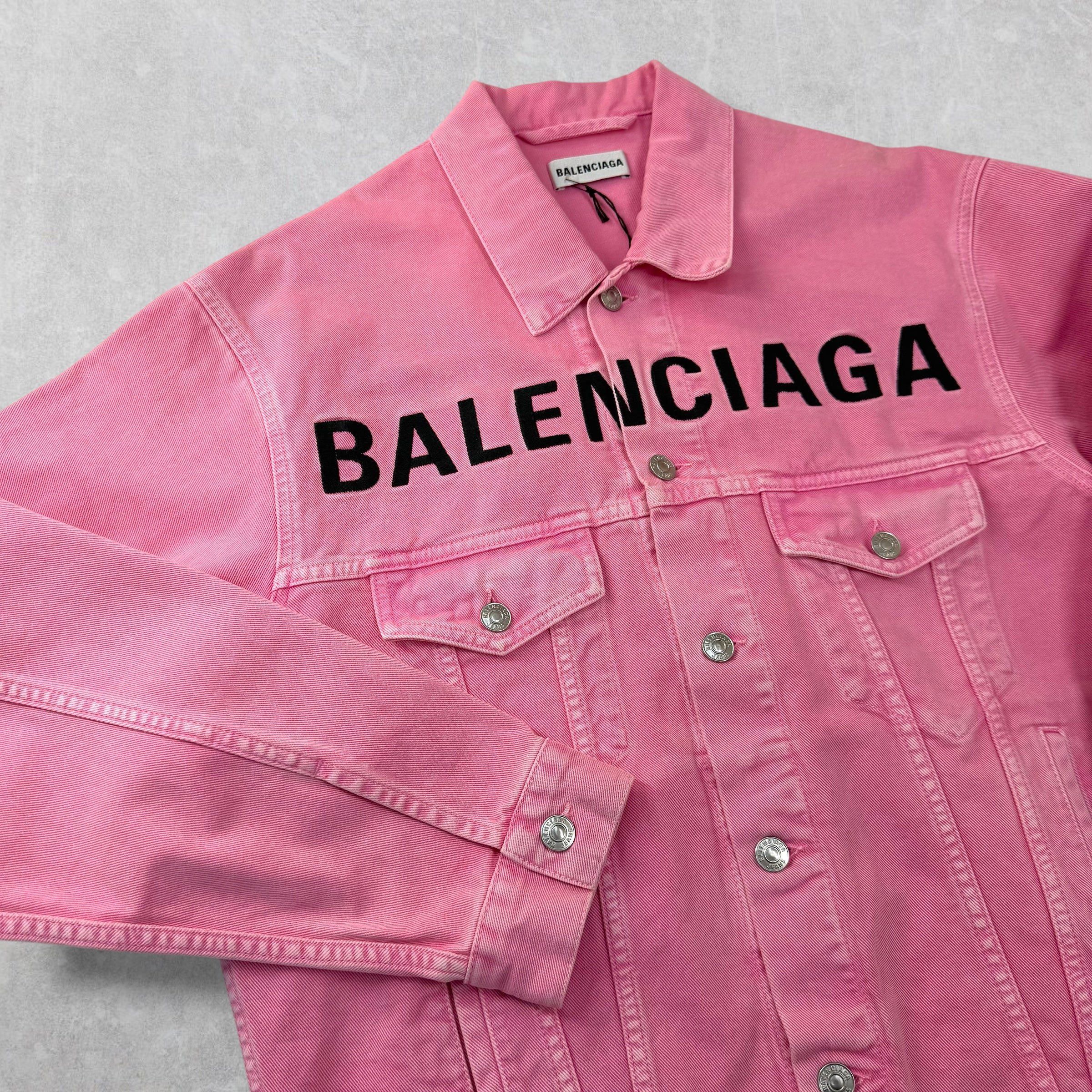 Balenciaga Balenciaga Embroidered Logo Pink Denim Jacket 34 (M) Size US M / EU 48-50 / 2 - 3 Thumbnail