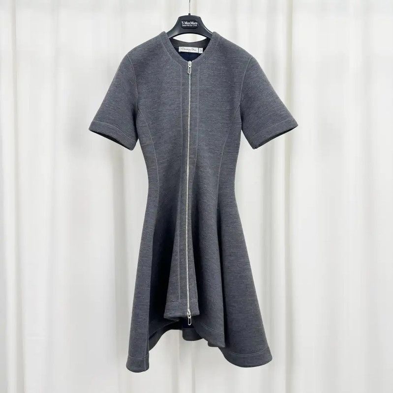 Dior Dior Gray Wool Blend Logo Dress 0089 Size XS / US 0-2 / IT 36-38 - 1 Thumbnail