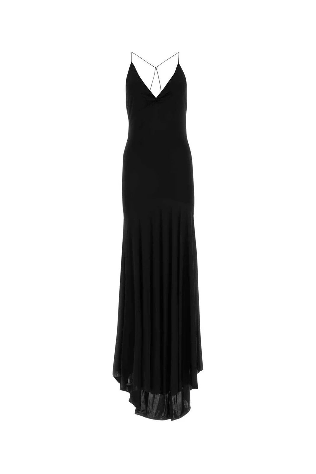 Saint Laurent Paris o1s1wg111024 V-Neck Maxi Dress in Black Size S / US 4 / IT 40 - 1 Thumbnail