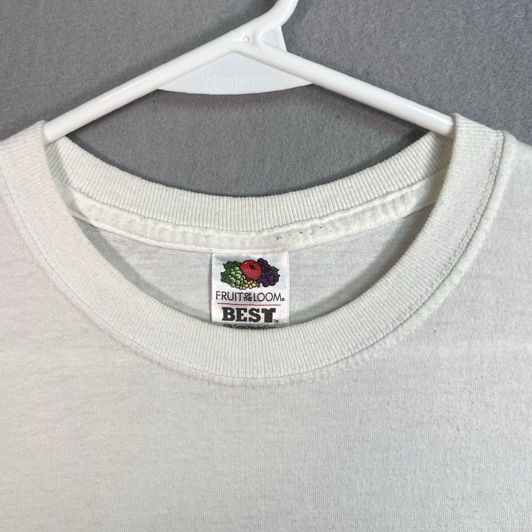 Fruit Of The Loom VINTAGE Fruit of the Loom T-Shirt University White Adult Medium Crew Neck Short Sleeve Mens 90s Concert Theme White Mens Size US M / EU 48-50 / 2 - 5 Thumbnail