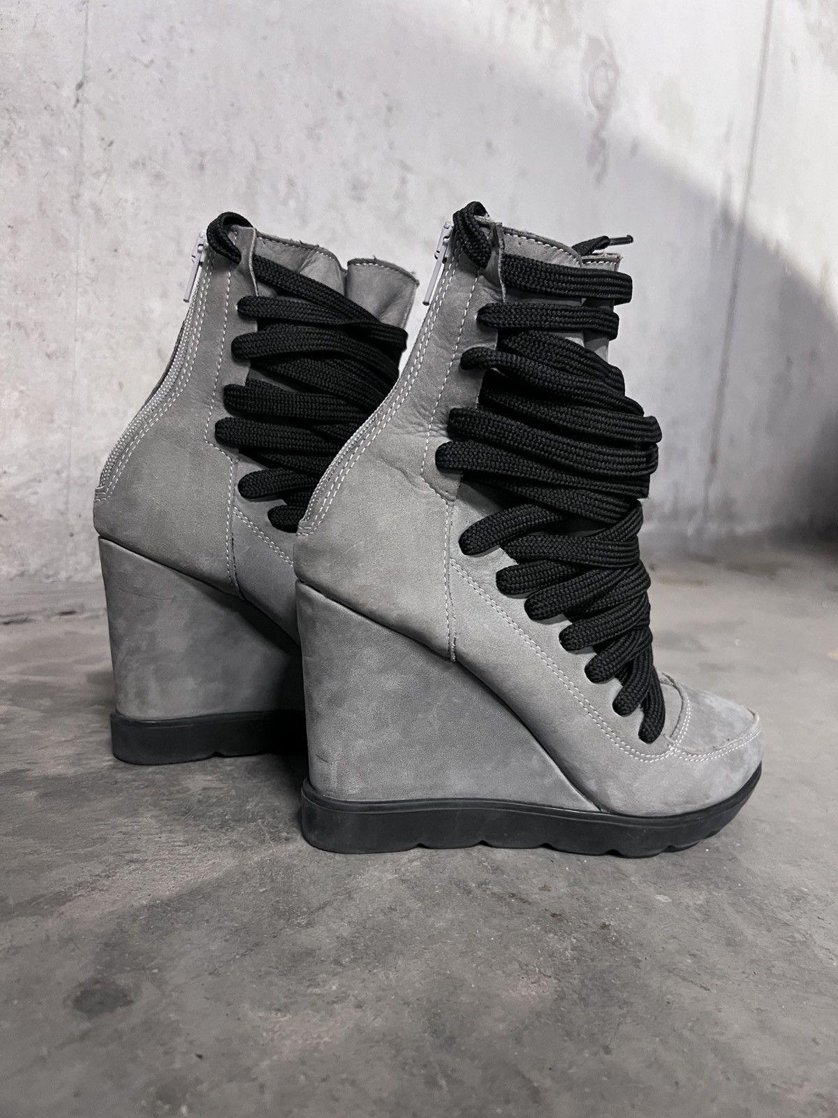 Vintage Real Leather Wedge Laced High Top Avant Garde Shoes Size US 7 / IT 37 - 5 Thumbnail