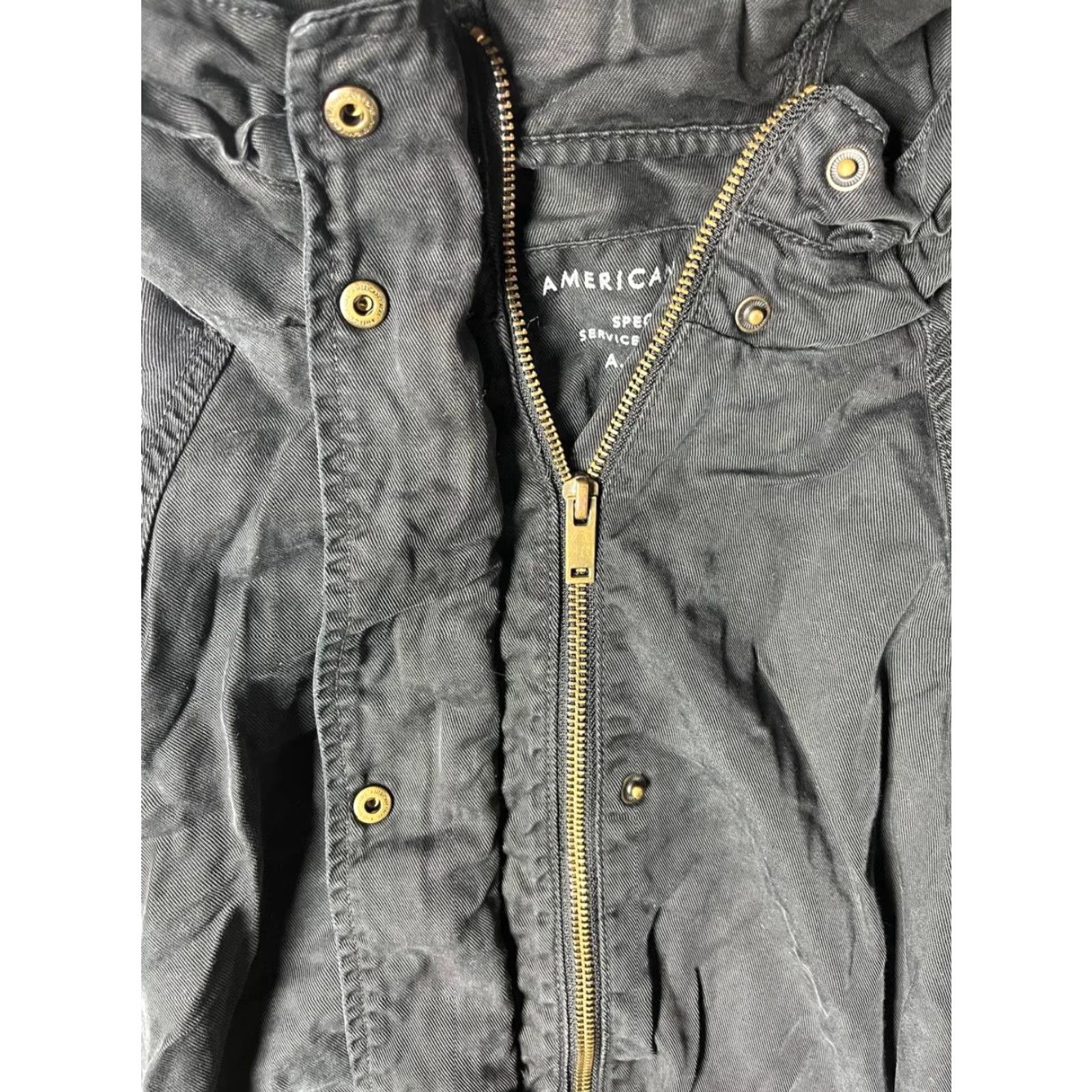 American Eagle Outfitters American Eagle Outfitters Jacket Mens Size S Lined Utility Pockets Zip Black Cotton Flannel Military Style Size US S / EU 44-46 / 1 - 6 Thumbnail