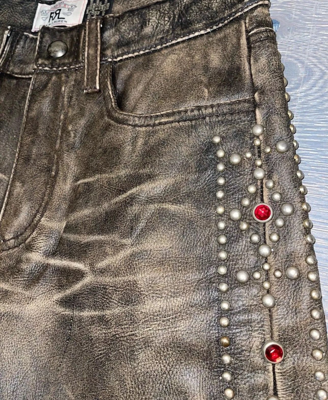 RRL Ralph Lauren Rare Vintage 2008 RRL Ralph Lauren Western Leather Size US 28 / EU 44 - 12 Thumbnail