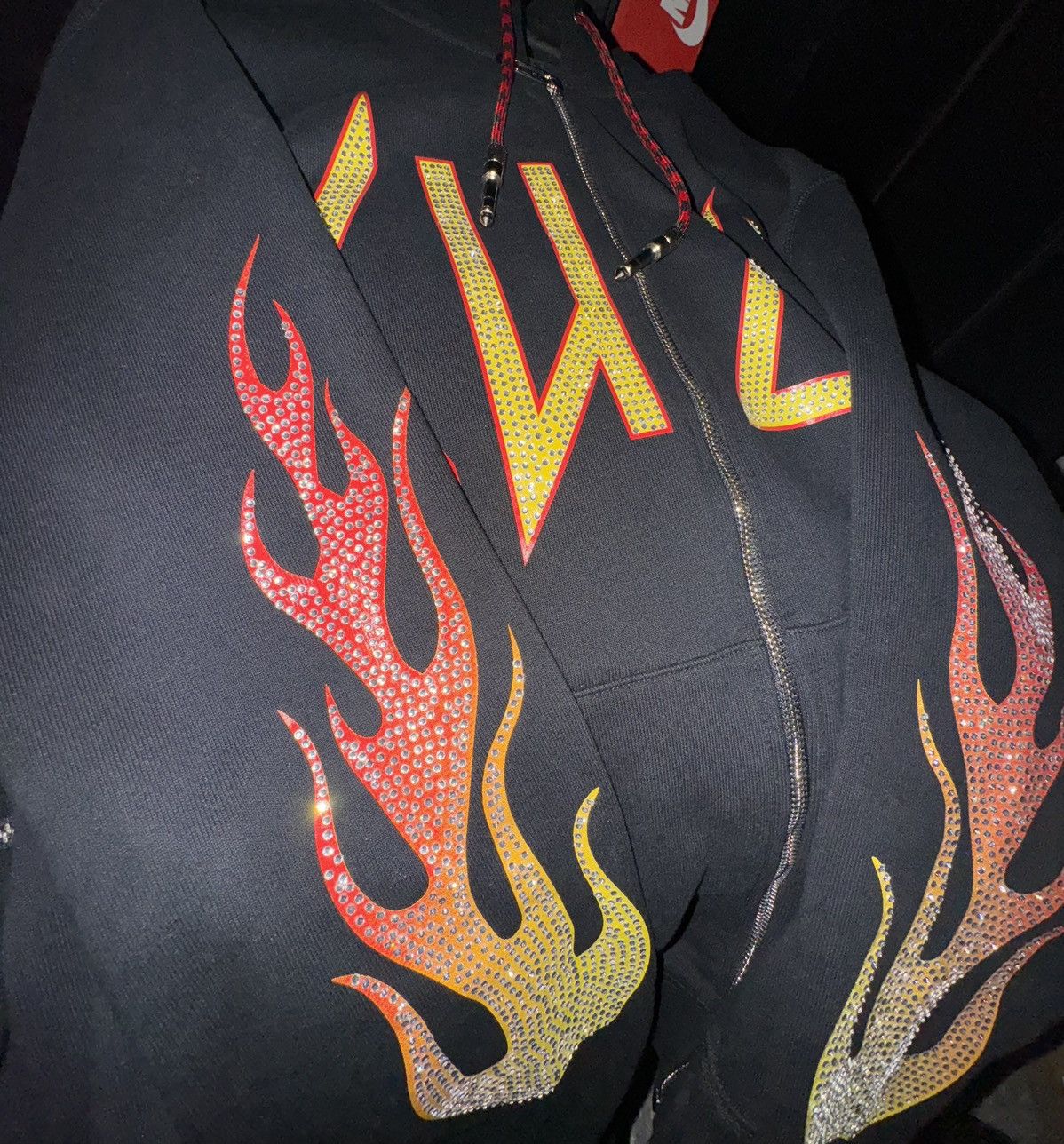 image of Cult Of Individuality x Def Leppard Cult Of Individually X Def Lappard Rhinestone Hoodie in Black (
