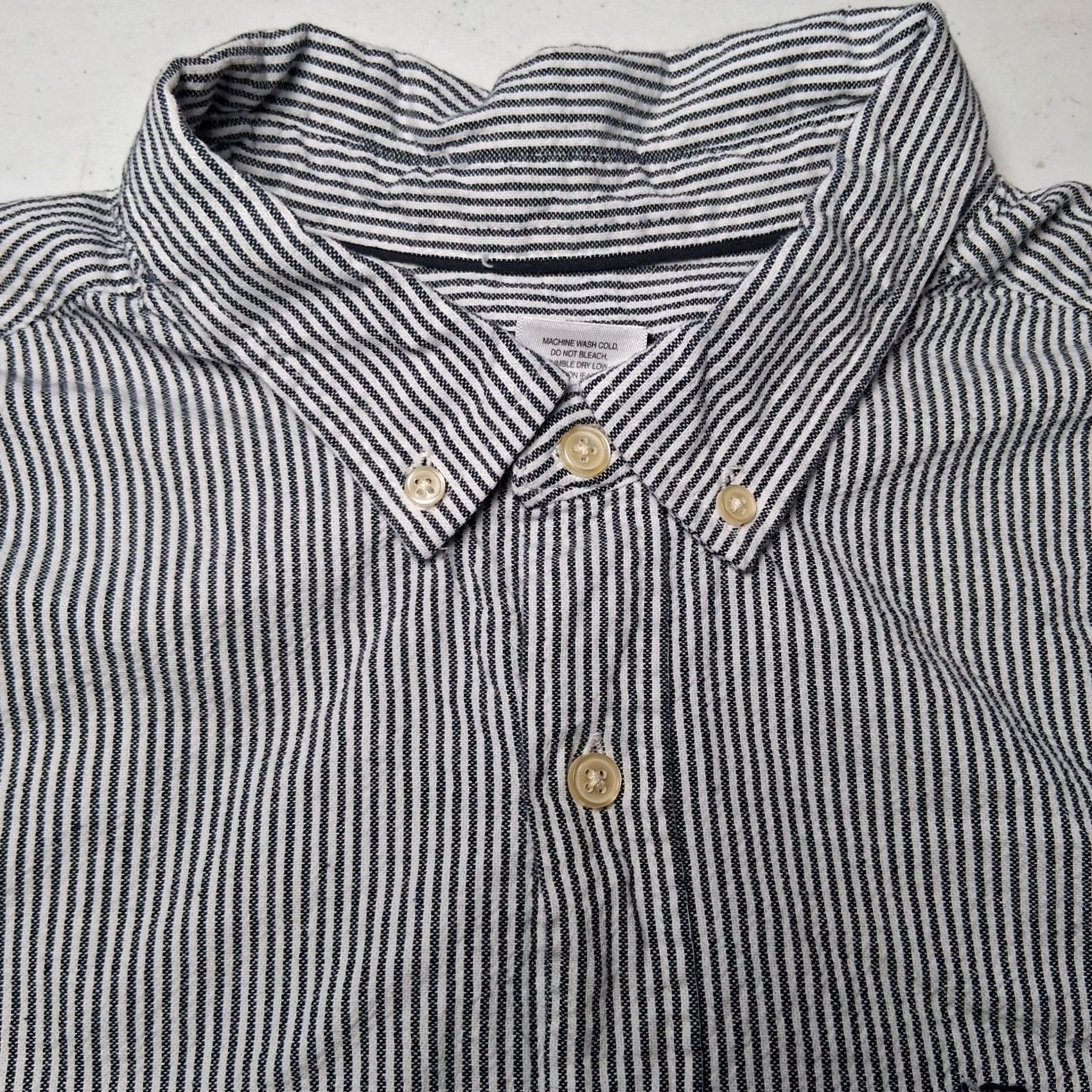 Basic Editions VINTAGE Basic Editions Shirt Men XL Button Down Black Long Sleeve Hickory Stripe Classic Size US XL / EU 56 / 4 - 3 Thumbnail