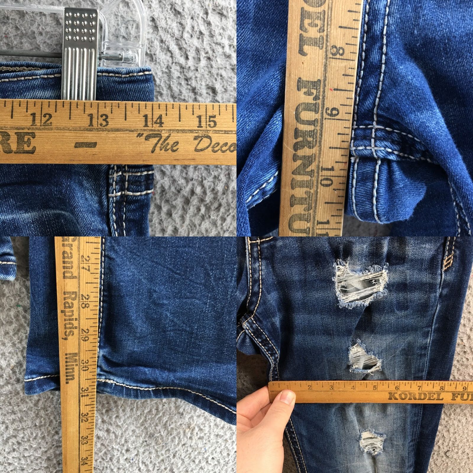 BKE BKE Conner Bootcut Jeans Womens 16 Tall Blue Denim Distressed Zip (Actual 28x31) - 5-Pocket Comfortable Buckle Buckle BKE Buckle? Size 38" / US 16 / IT 52 - 8 Thumbnail