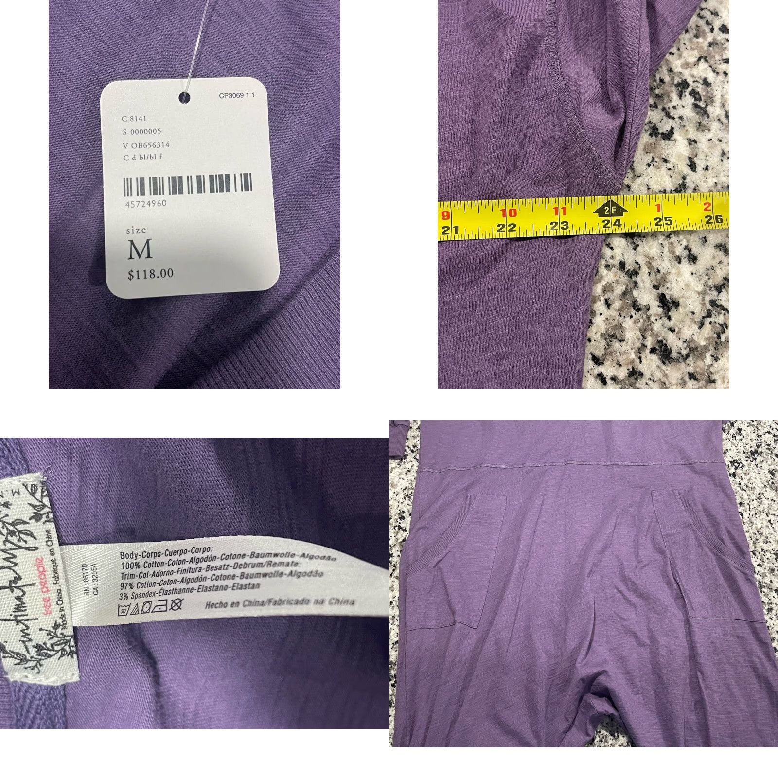 Free People FREE PEOPLE Oversized Jumpsuit Purple Size Medium Womens Size 32" / US 10 / IT 46 - 8 Thumbnail