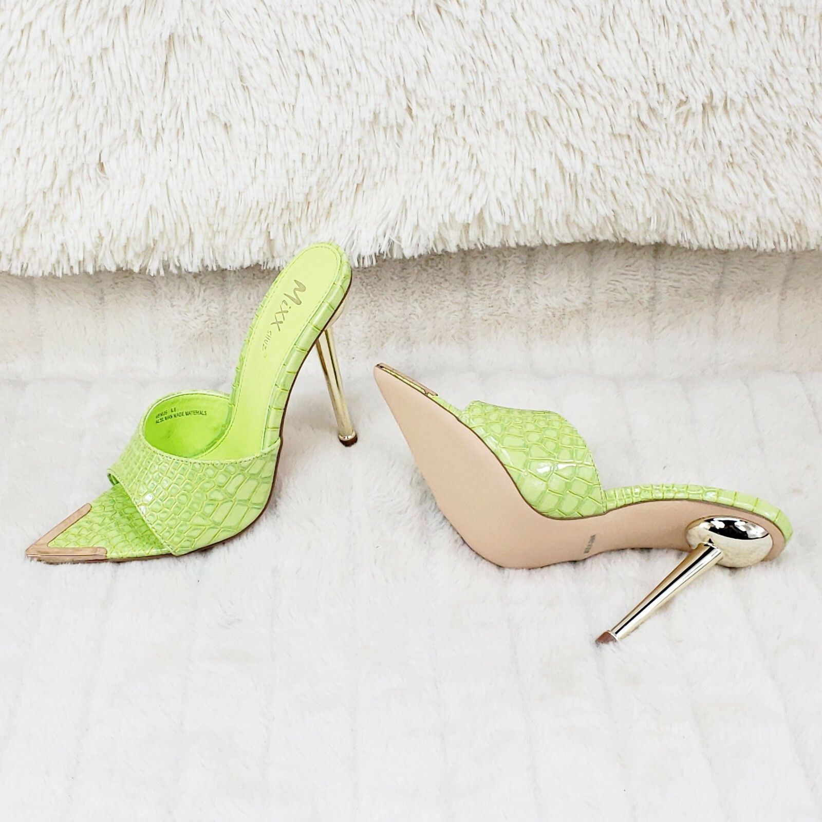 Other Venus Lime Green Slim High Heel Pointy Toe Slip On Sandals S Size US 6.5 / IT 36.5 - 4 Thumbnail