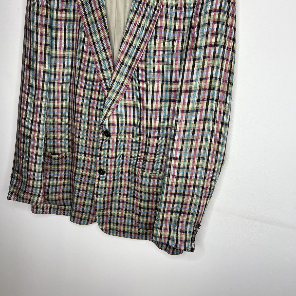 Designer × Hugo Boss Vintage Hugo Boss Linen Checkered Blazer Jacket Men size 52 Size 42R - 2 Thumbnail