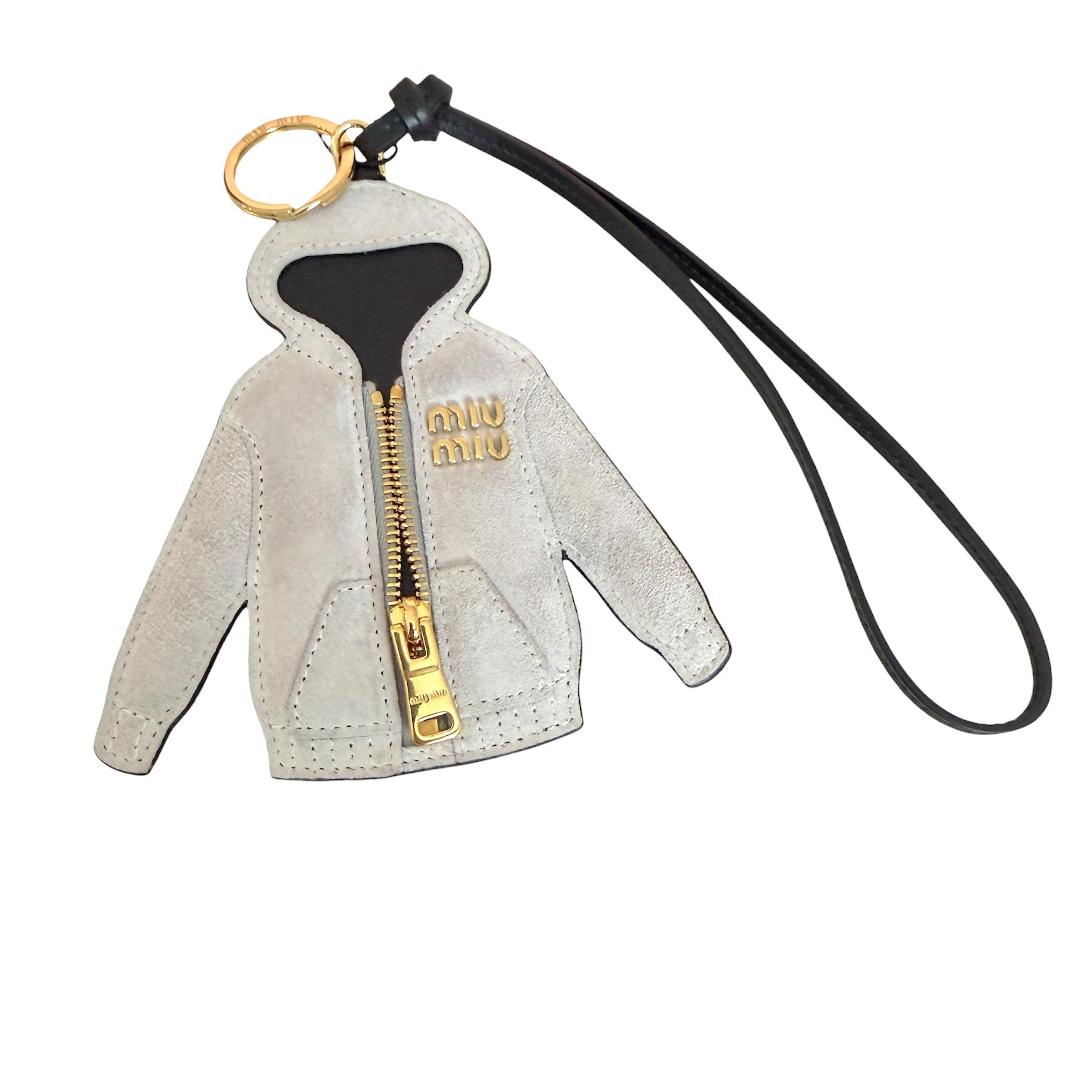Miu Miu Miu Miu Trick 5TL530 Gray Leather MIU HOODIE Charm Keychain Size ONE SIZE - 2 Thumbnail
