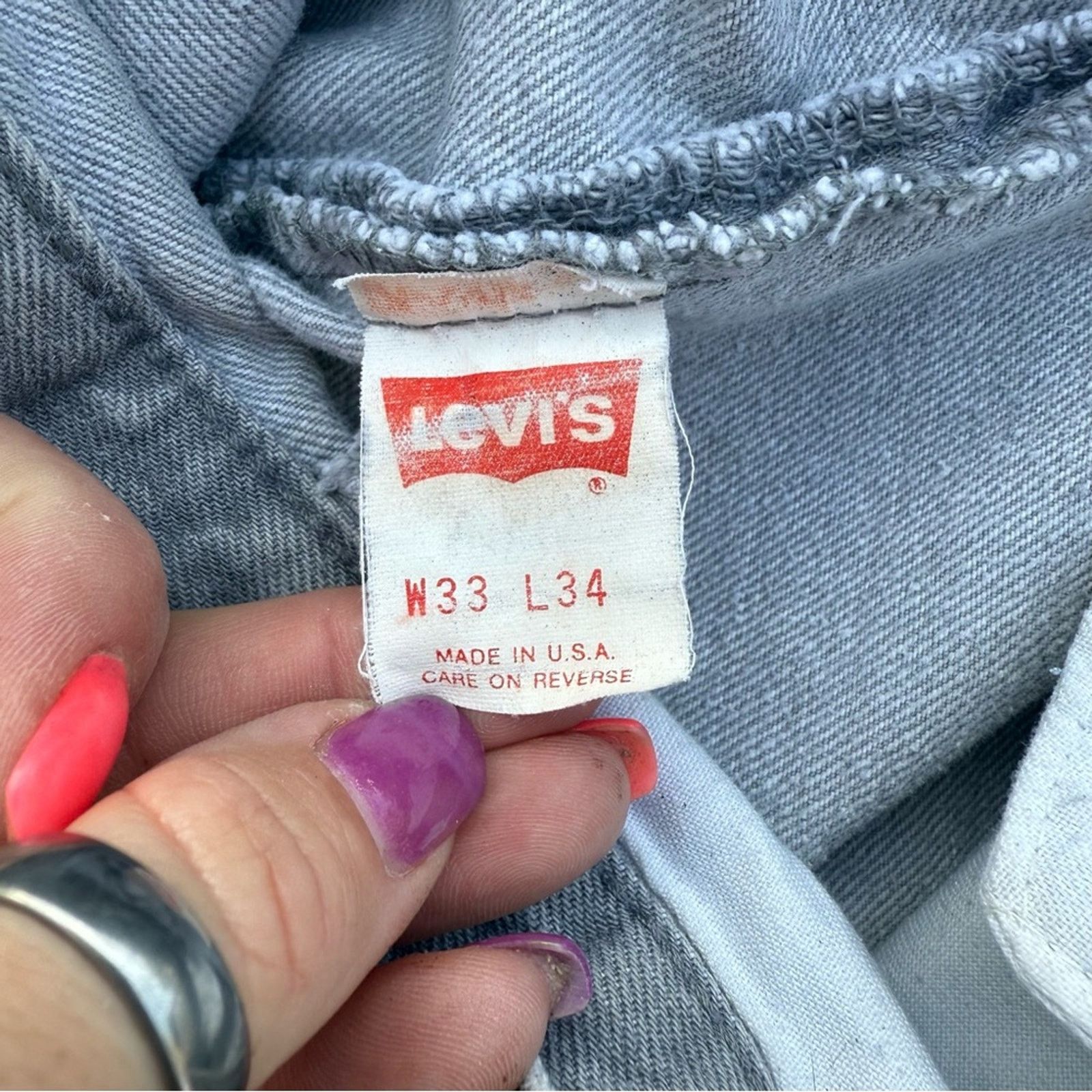 Levi's 80s Levi’s 501 Button Fly Light Gray Straight Leg Jean 33x34 Size US 33 - 16 Thumbnail