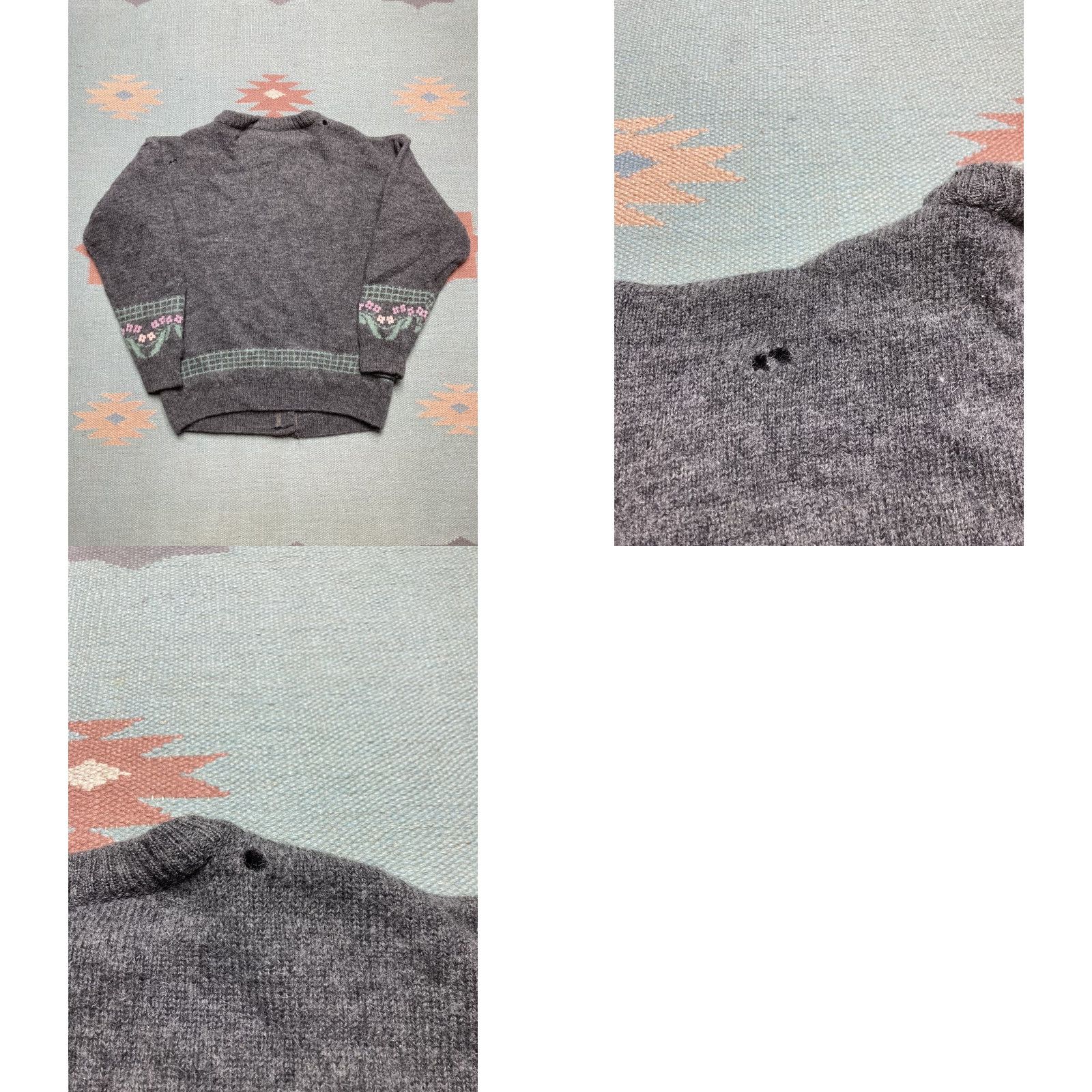 Vintage VINTAGE Acorn Cardigan Sweater Floral Wool Medium Gray Womens M Distressed Flower Pattern Size M / US 6-8 / IT 42-44 - 8 Thumbnail