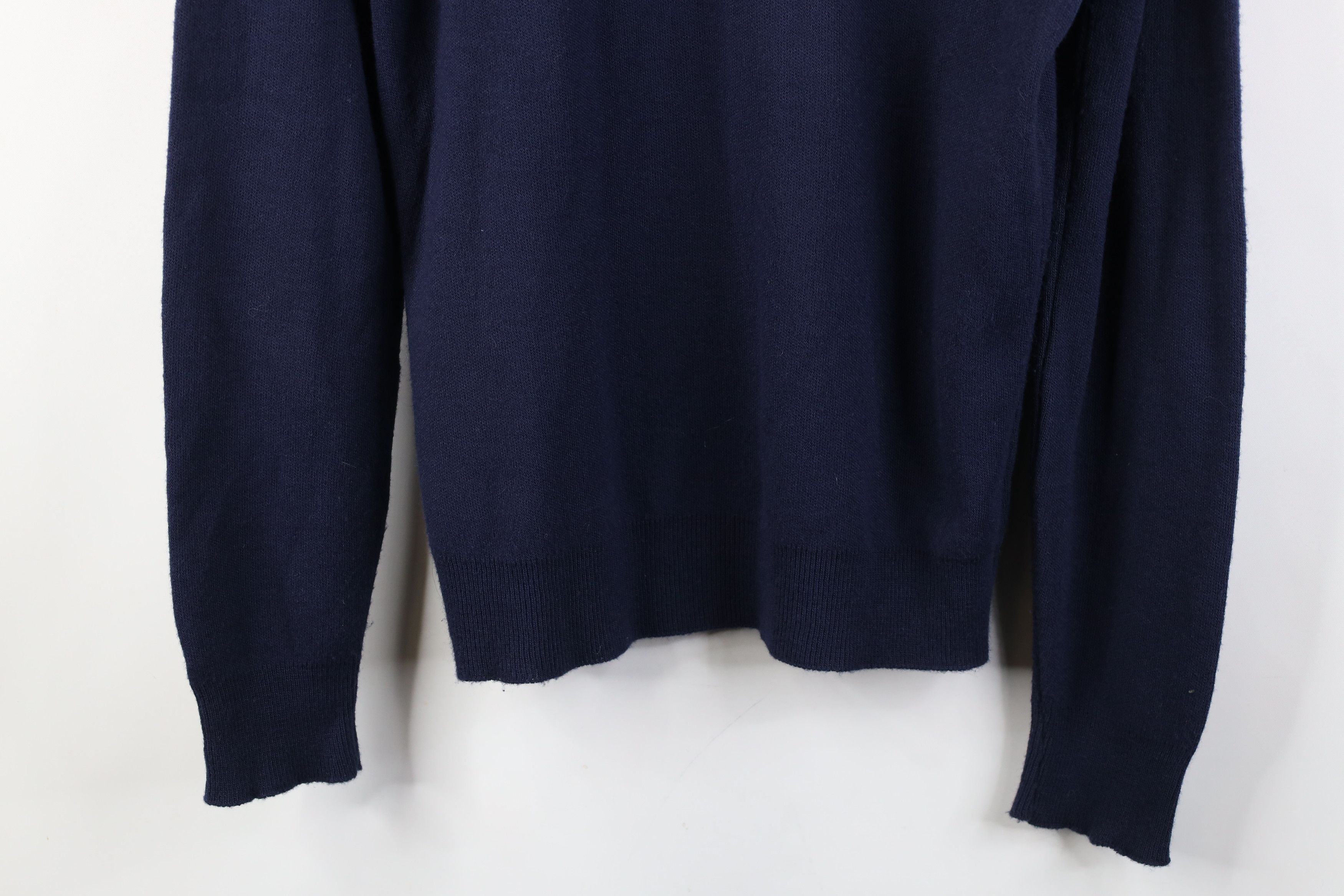 Vintage Vintage 70s Streetwear Knit V-Neck Sweater Navy Blue USA Size US L / EU 52-54 / 3 - 3 Thumbnail
