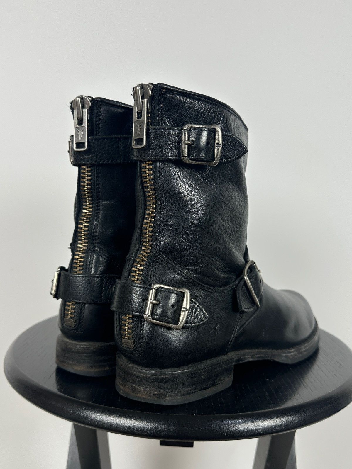 Frye Frye Veronica Black Leather Back Zip Buckle Harness Boots Size US 8.5 / IT 38.5 - 1 Thumbnail