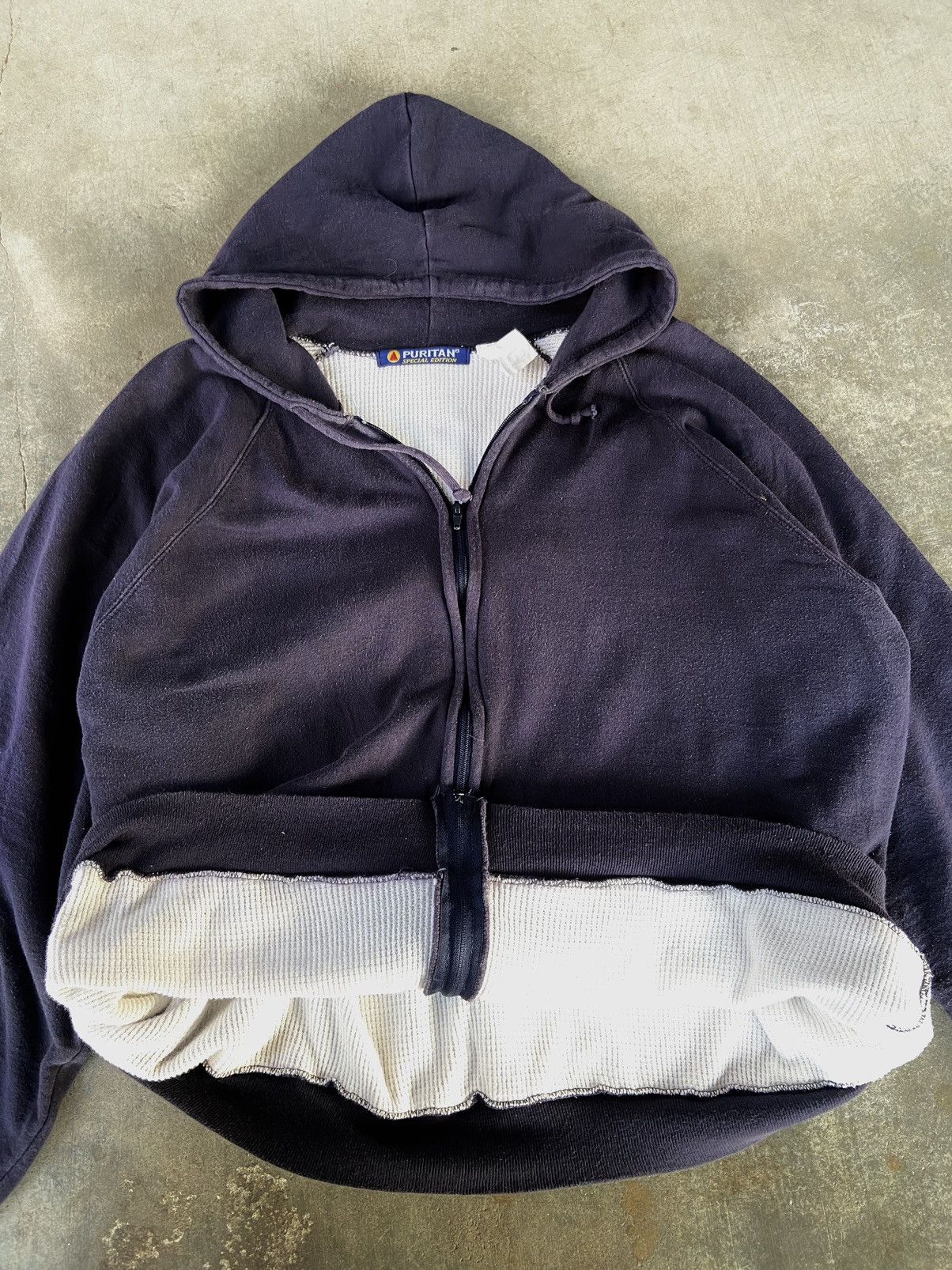 Japanese Brand × Vintage Vintage 1980s knit waffle hoodie boxy fit Size US XXL / EU 58 / 5 - 5 Thumbnail