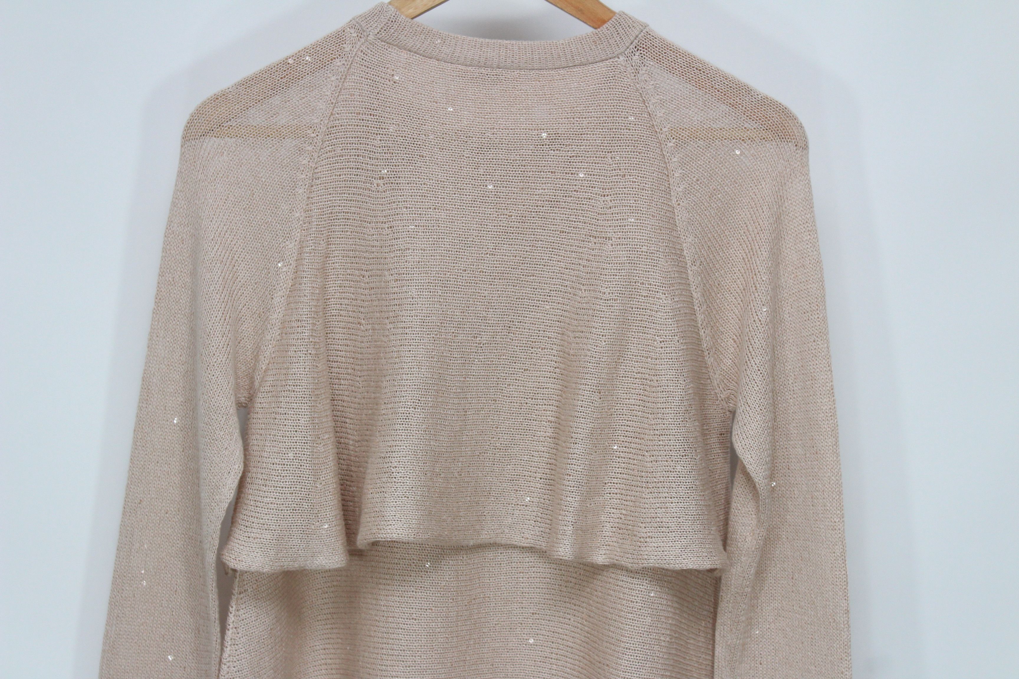 Brunello Cucinelli Brunello Cucinelli Beige Sequinned Knit Layered Sweater Sz S Size S / US 4 / IT 40 - 7 Thumbnail