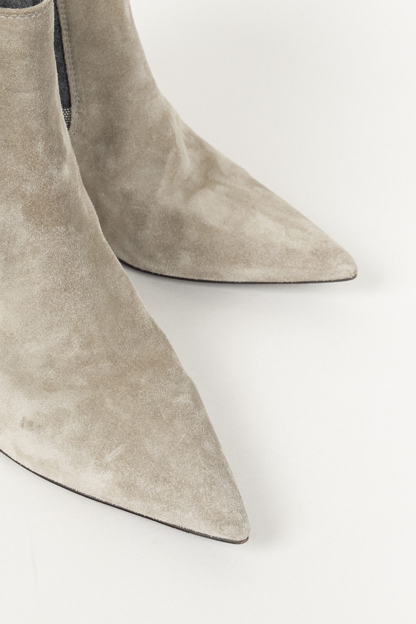 Brunello Cucinelli Brunello Cucinelli Monili Trimmed Sand Suede Booties Size US 7.5 / IT 37.5 - 6 Thumbnail