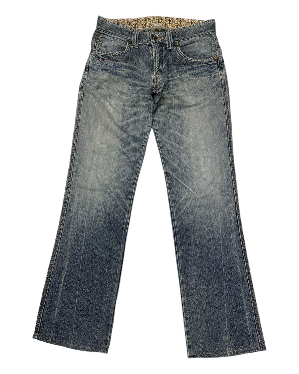 Edwin × Hysteric Glamour EDWIN FLARE JEANS BLUE TRIP DISTRESS DENIM BOOTCUT Size US 32 / EU 48 - 2 Thumbnail
