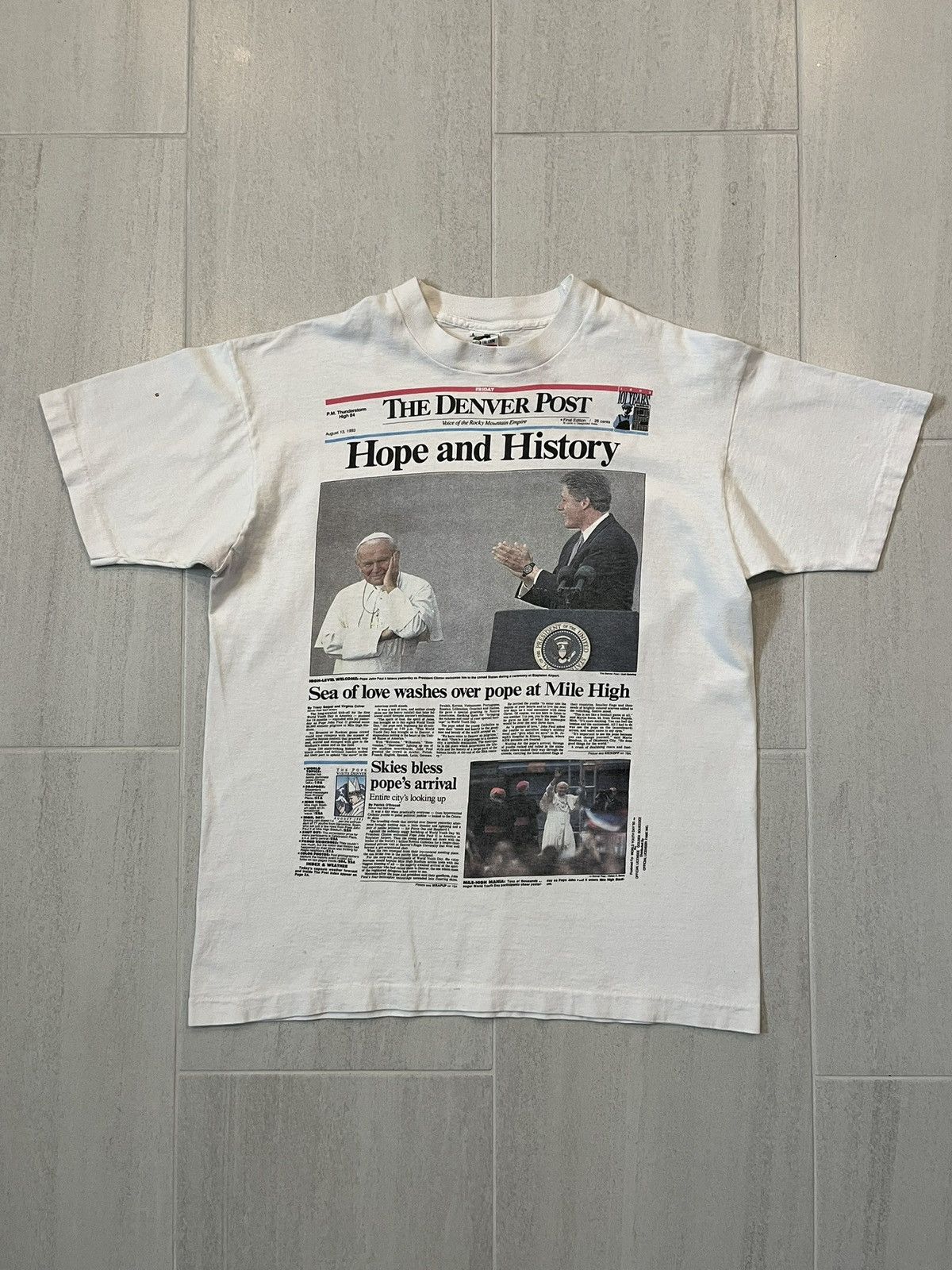 Fruit Of The Loom × Vintage Vintage 90s The Denver Post National Youth Day 1993 Tee Size US L / EU 52-54 / 3 - 1 Thumbnail