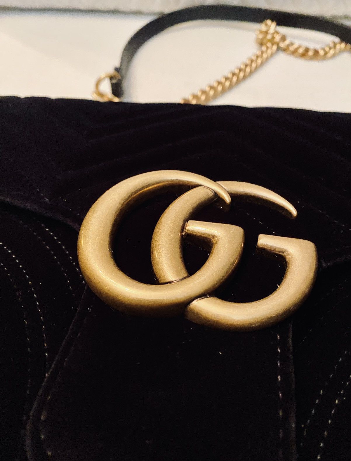 Gucci Gucci 🇮🇹 Black Velvet Matelasse Medium 2.0 GG Marmont Bag New Size ONE SIZE - 2 Thumbnail